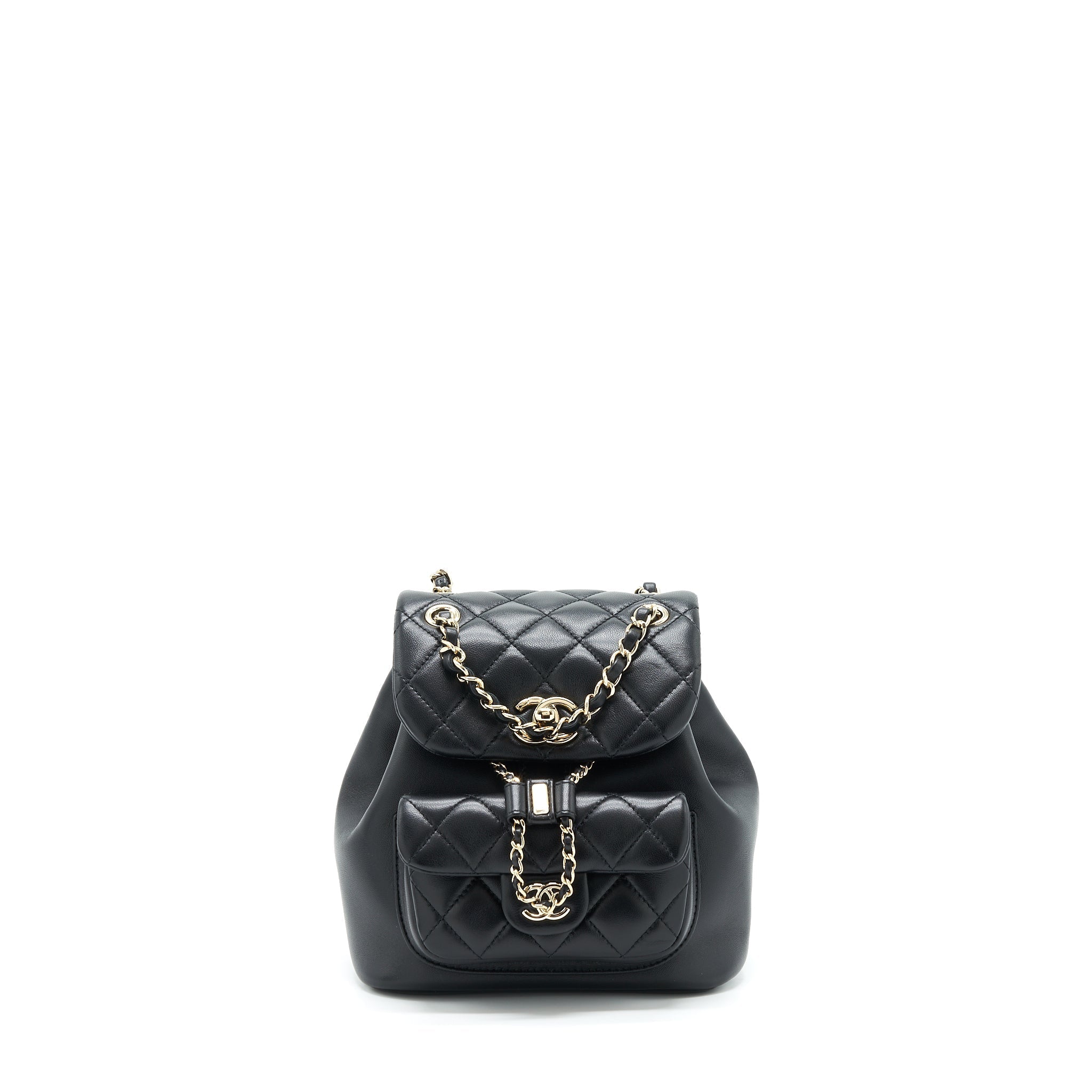CHANEL DUMA MINI BACKPACK LAMBSKIN BLACK LGHW(MICROCHIP)