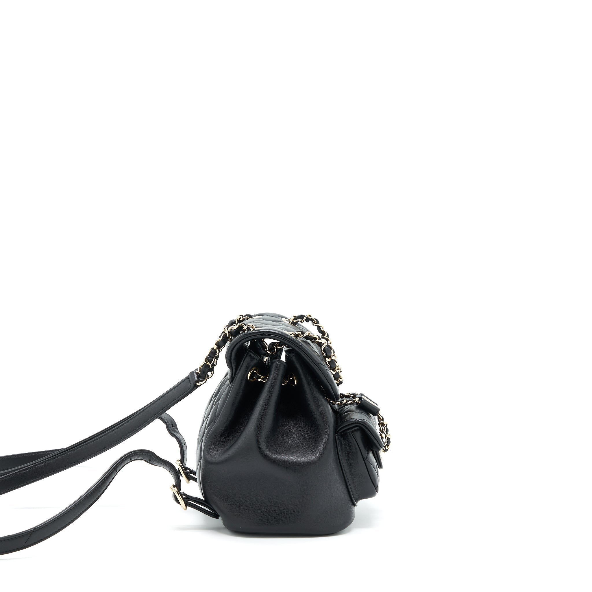 CHANEL DUMA MINI BACKPACK LAMBSKIN BLACK LGHW(MICROCHIP)