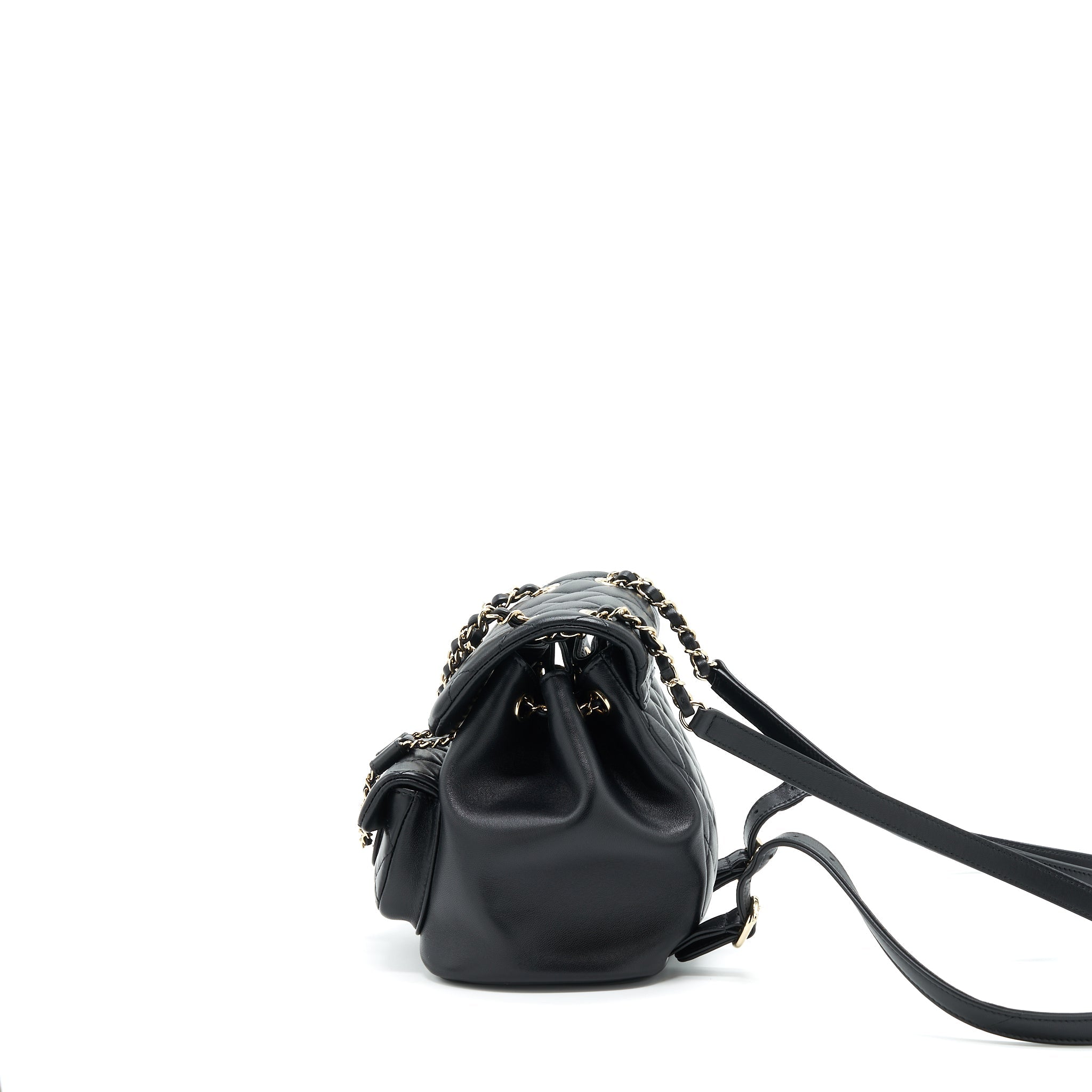 CHANEL DUMA MINI BACKPACK LAMBSKIN BLACK LGHW(MICROCHIP)