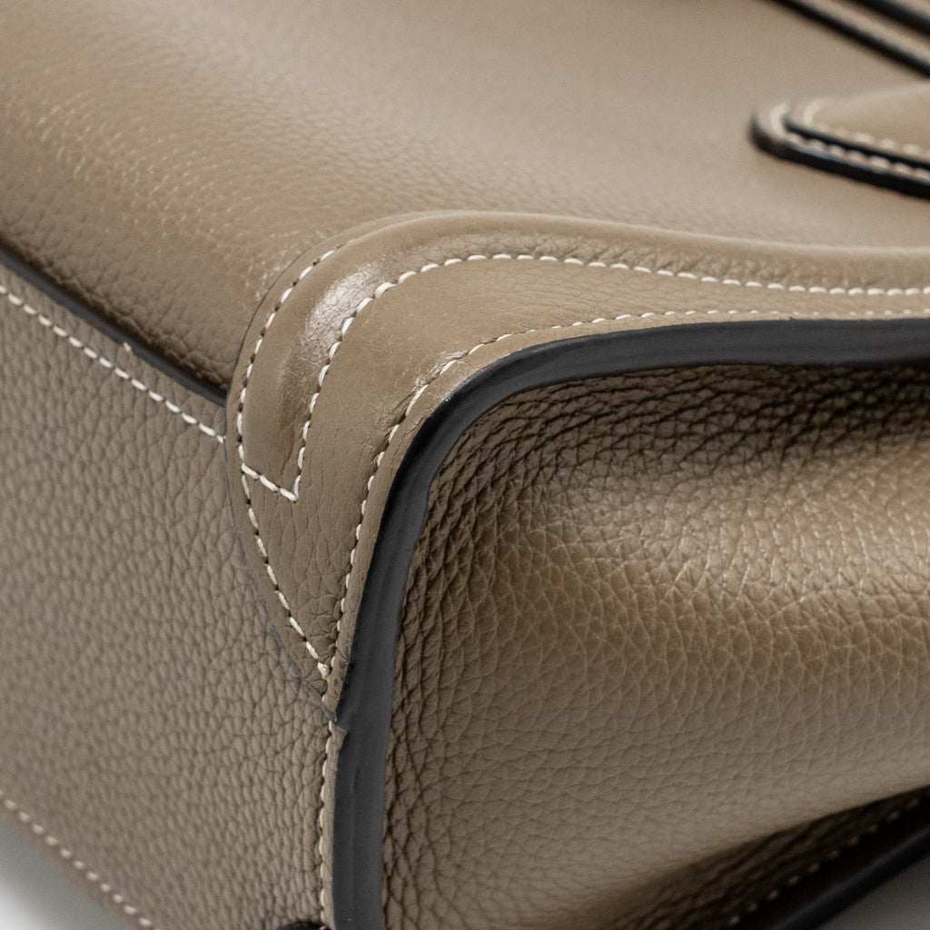 CELINE NANO LUGGAGE BAG CALFSKIN GREY SHW
