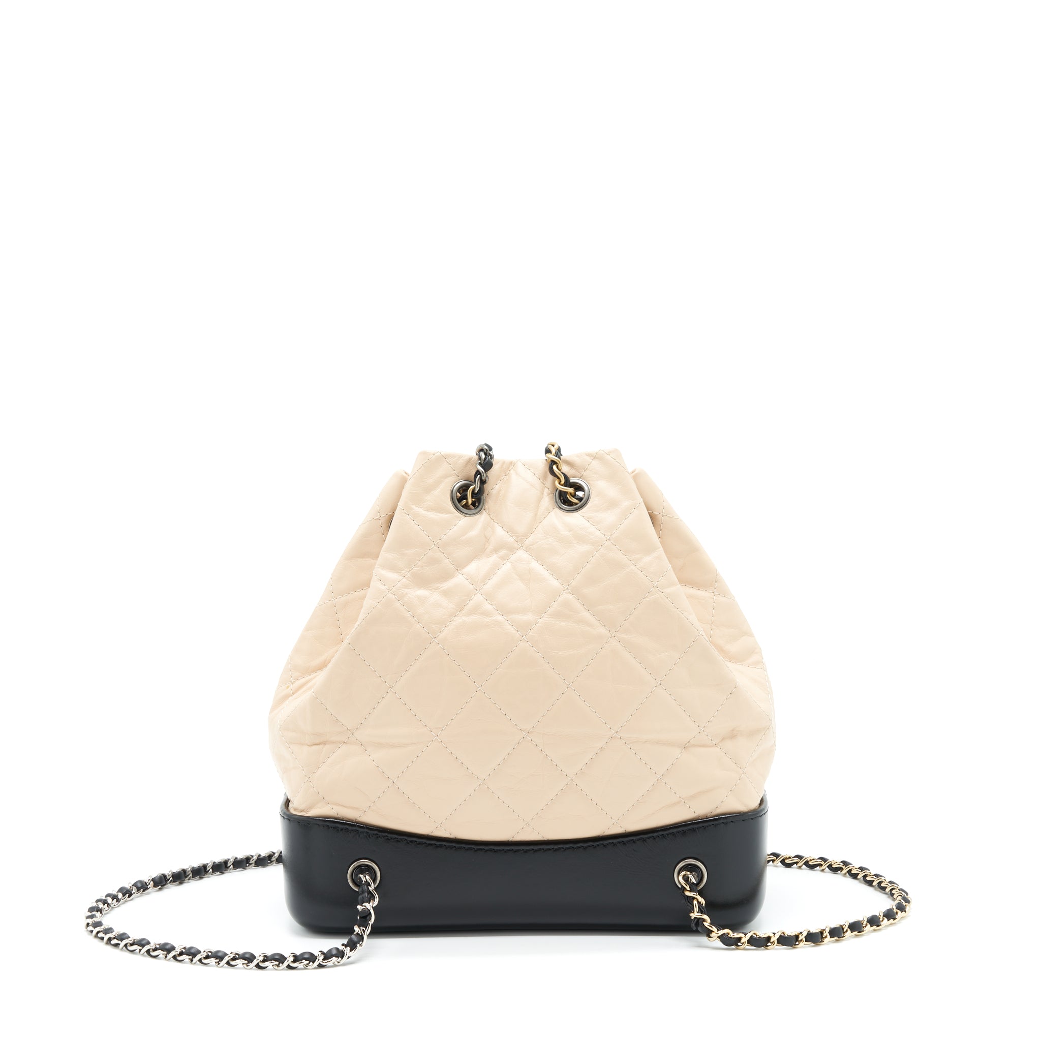 CHANEL SMALL GABRIELLE BACKPACK BEIGE/BLACK MULTI COLOUR HARDWARE