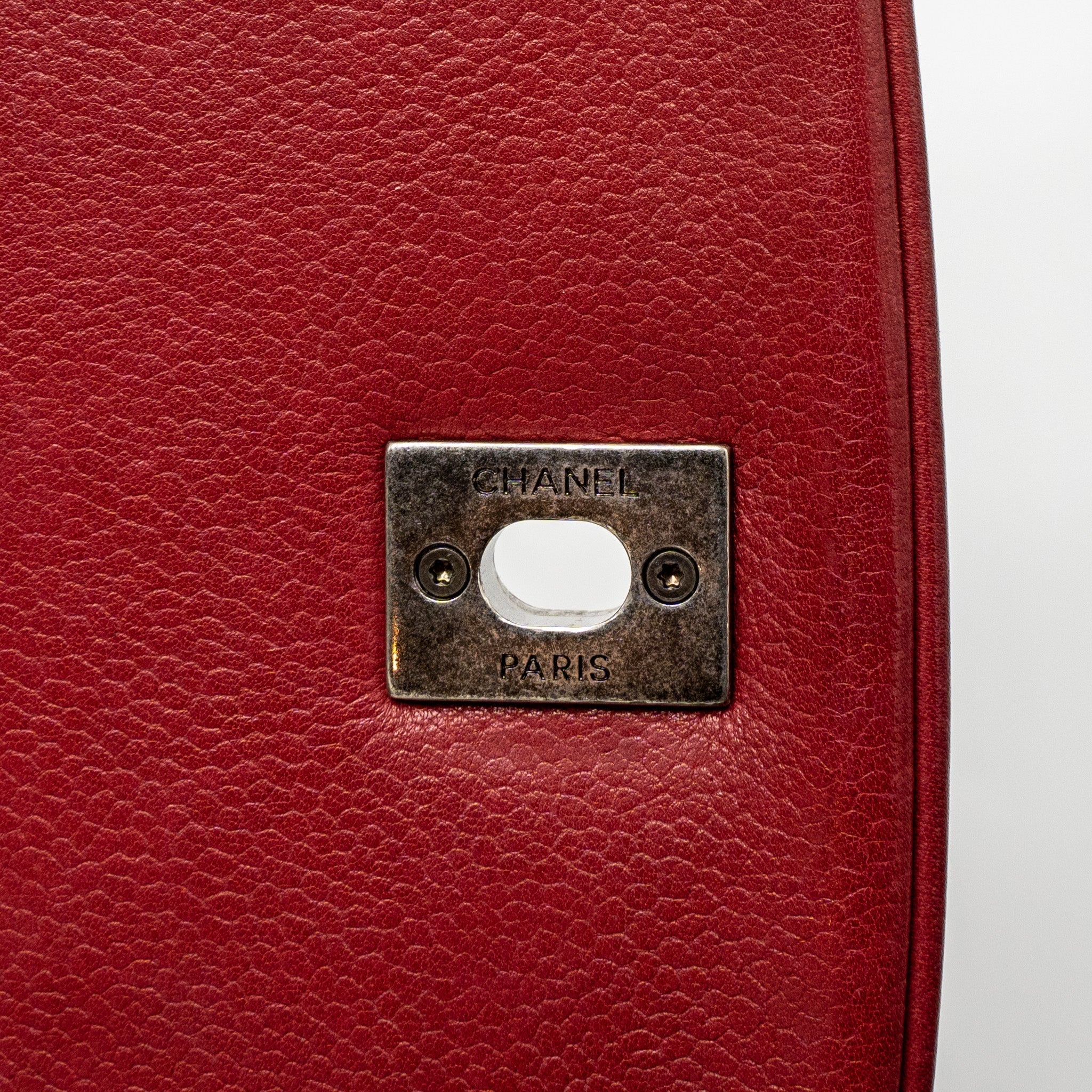 CHANEL ROUND CROSSBODY MESSENGER BAG CAVIAR RED BRUSHED GOLD/RUTHENIUM SILVER HARDWARE