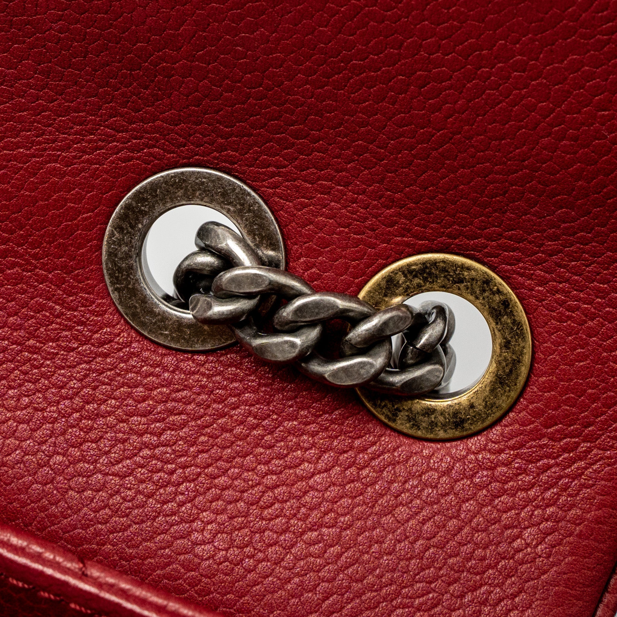 CHANEL ROUND CROSSBODY MESSENGER BAG CAVIAR RED BRUSHED GOLD/RUTHENIUM SILVER HARDWARE