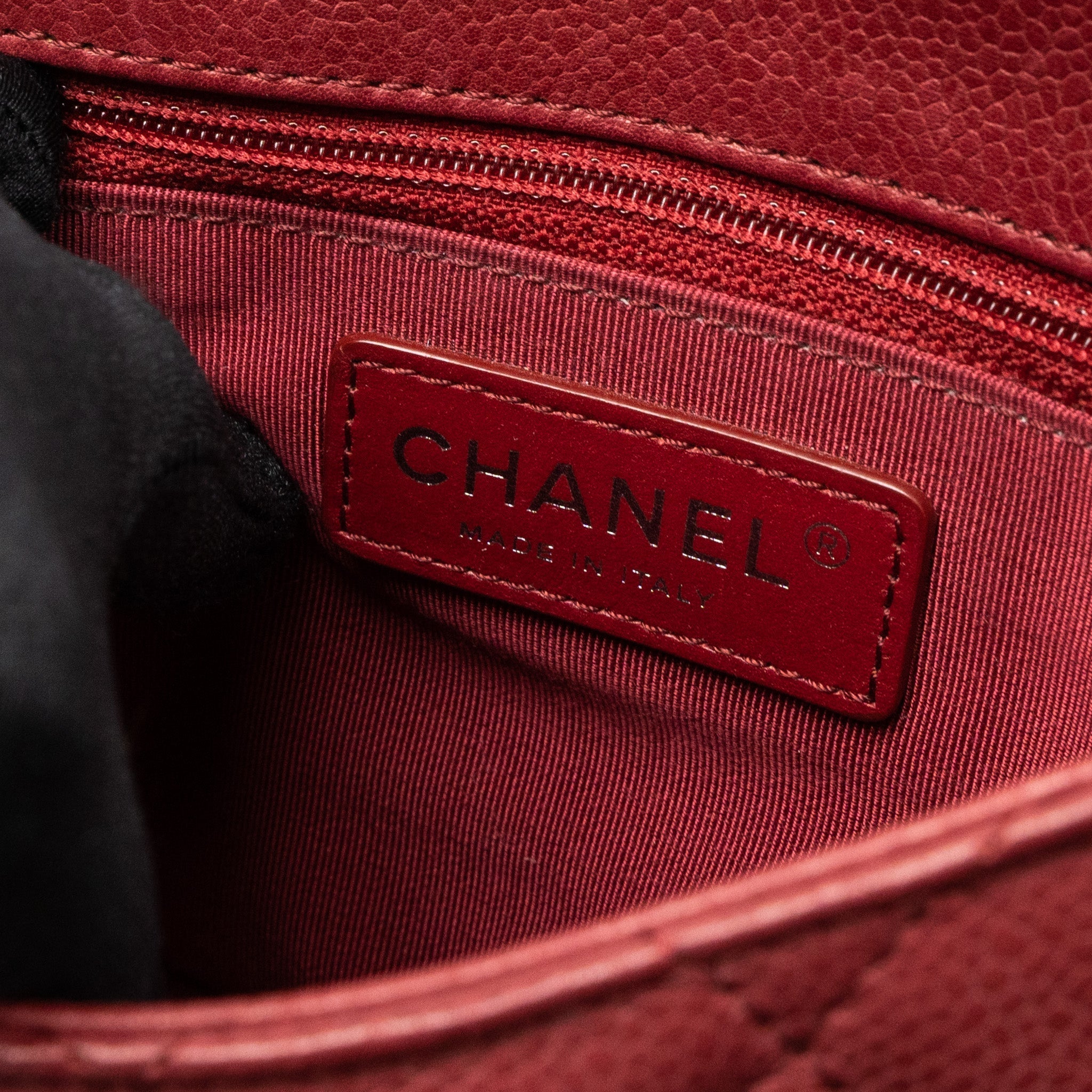CHANEL ROUND CROSSBODY MESSENGER BAG CAVIAR RED BRUSHED GOLD/RUTHENIUM SILVER HARDWARE