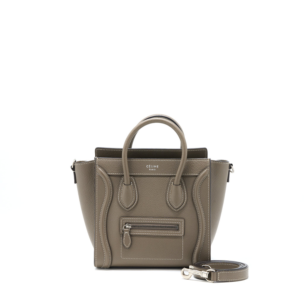 CELINE NANO LUGGAGE BAG CALFSKIN GREY SHW
