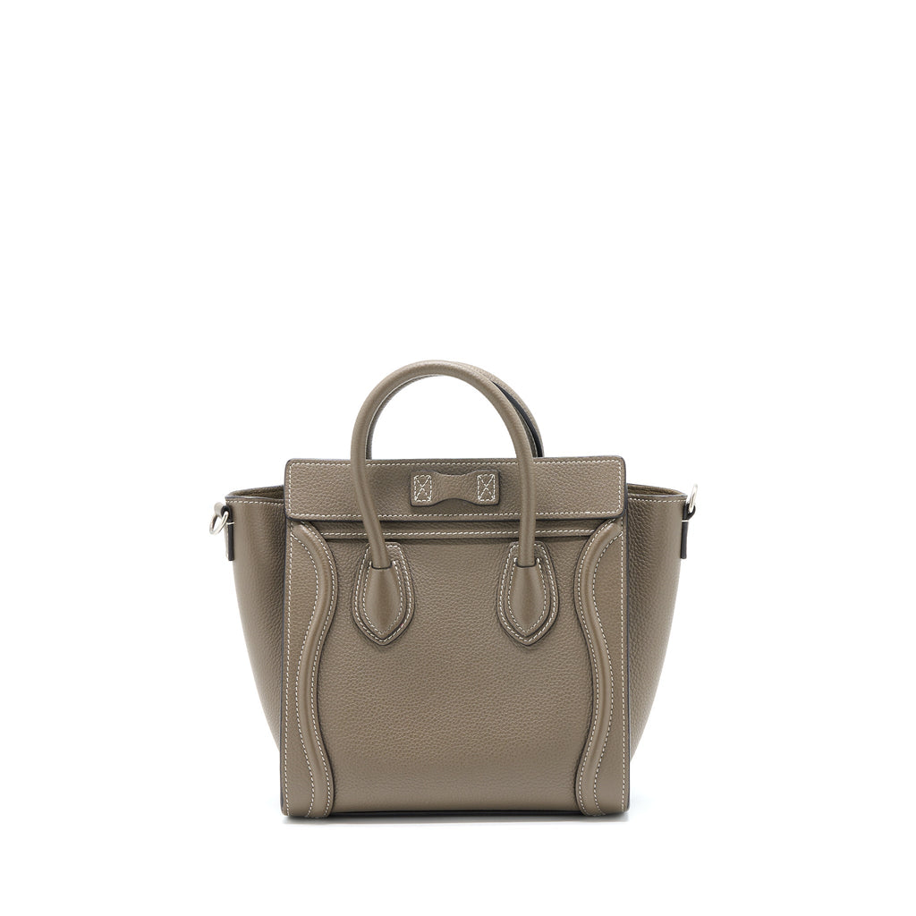 CELINE NANO LUGGAGE BAG CALFSKIN GREY SHW
