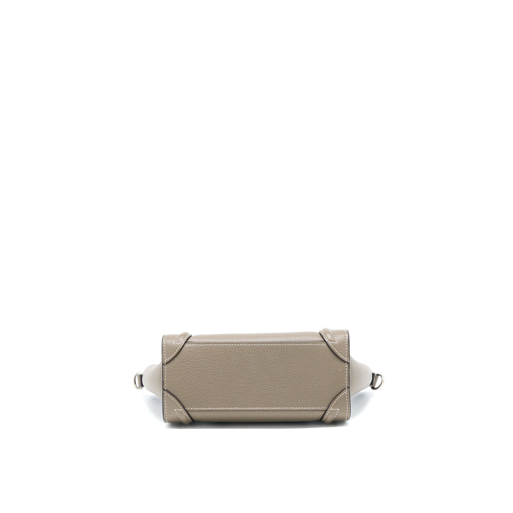 CELINE NANO LUGGAGE BAG CALFSKIN GREY SHW