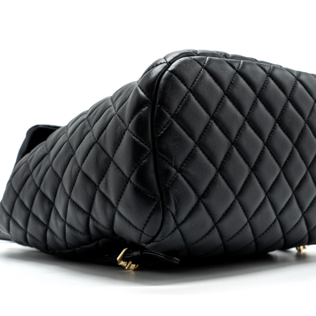 CHANEL QUILTED FLAP BACKPACK LAMBSKIN BLACK GHW