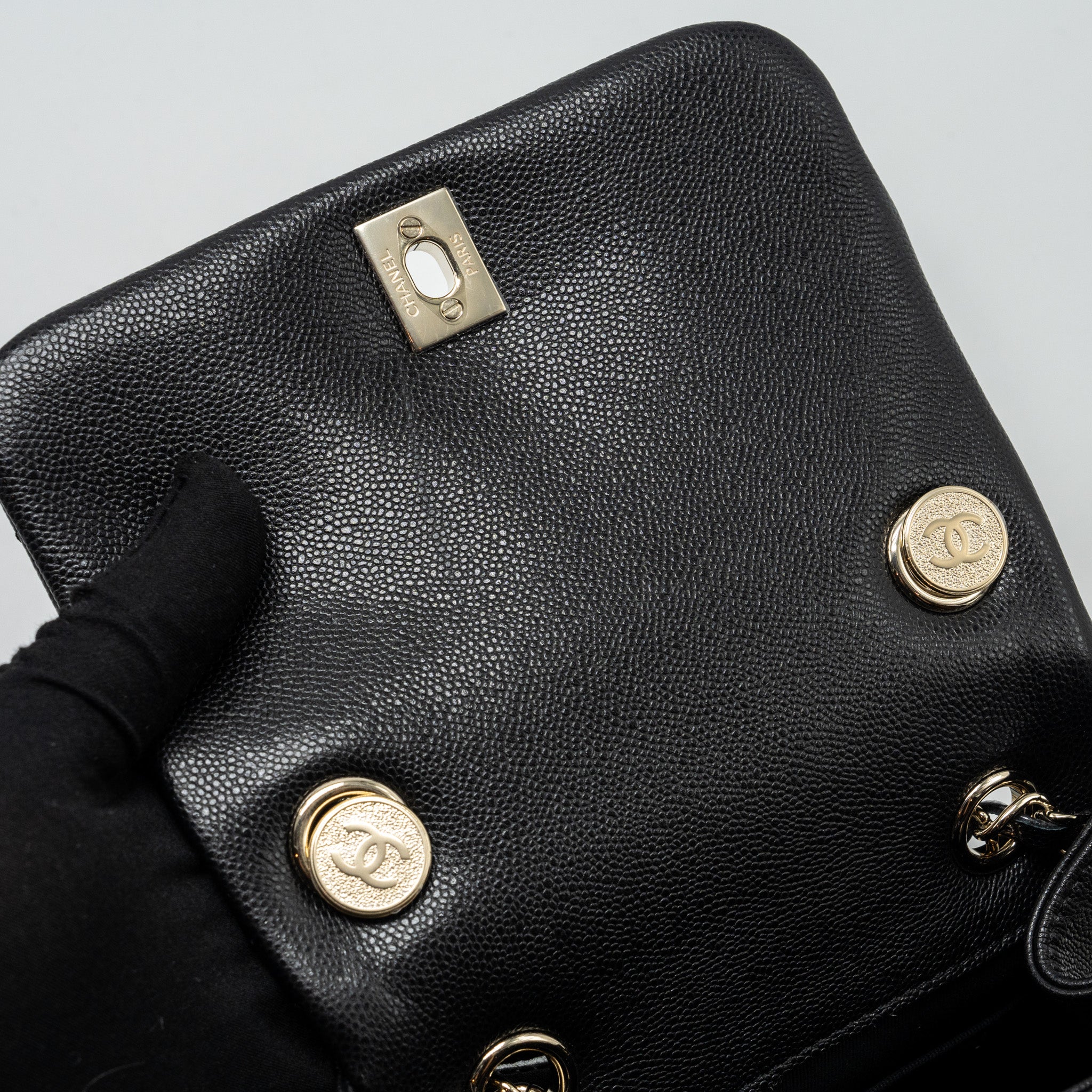 CHANEL TRIPLE POCKET BACKPACK CAVIAR BLACK LGHW (MICROCHIP)