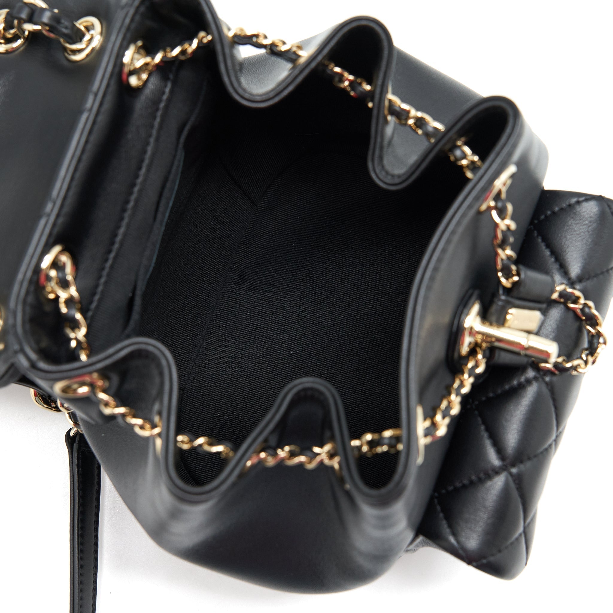 CHANEL DUMA MINI BACKPACK LAMBSKIN BLACK LGHW(MICROCHIP)