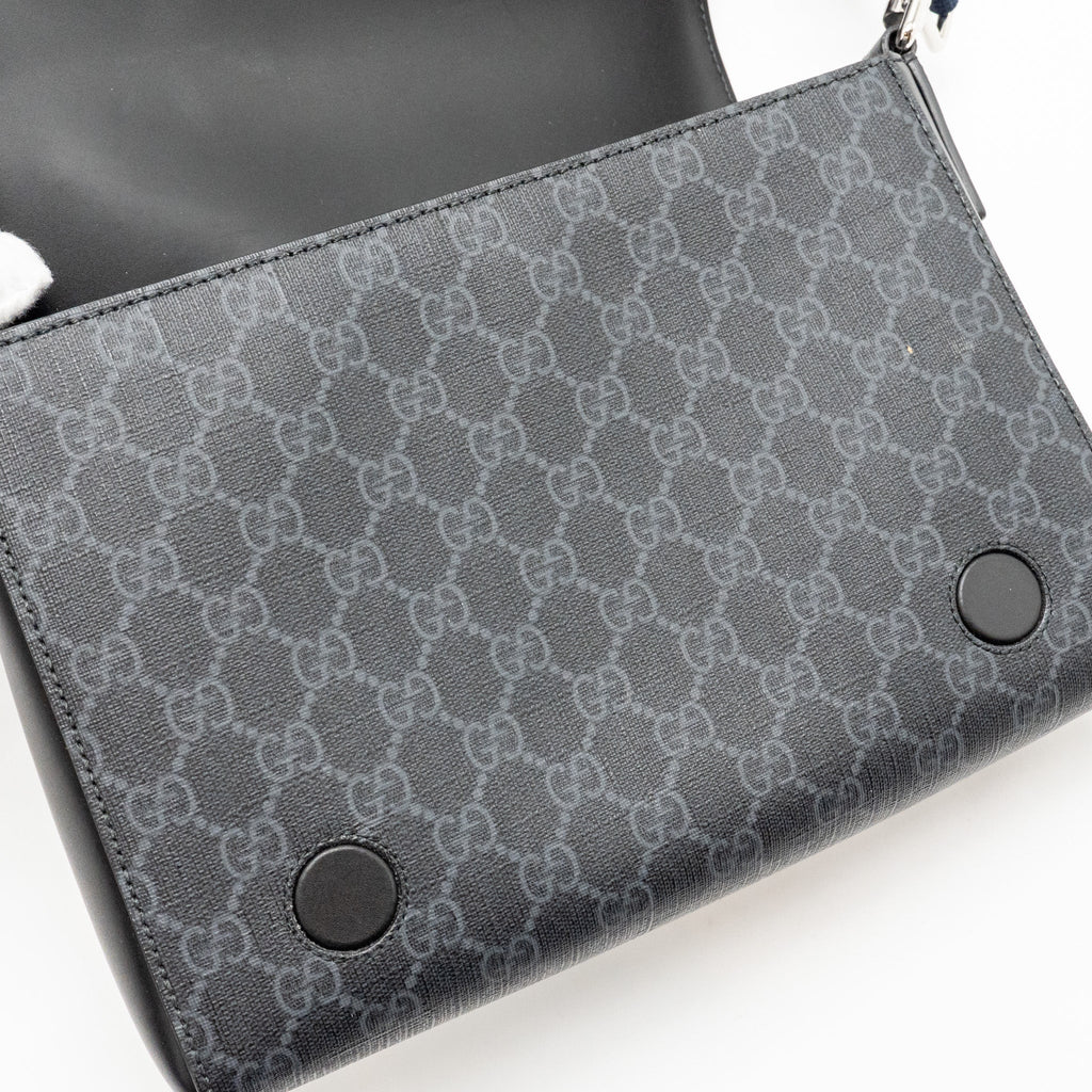 GUCCI MESSENGER BAG GG SUPREME CANVAS BLACK MULTICOLOUR STRAP SHW
