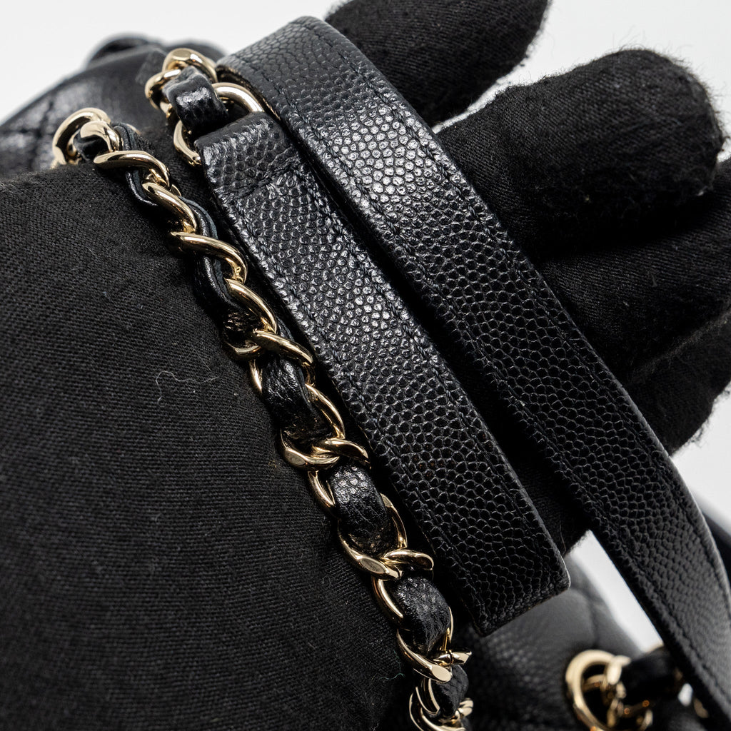 CHANEL 23S MINI BACKPACK CAVIAR BLACK LGHW (MICROCHIP)