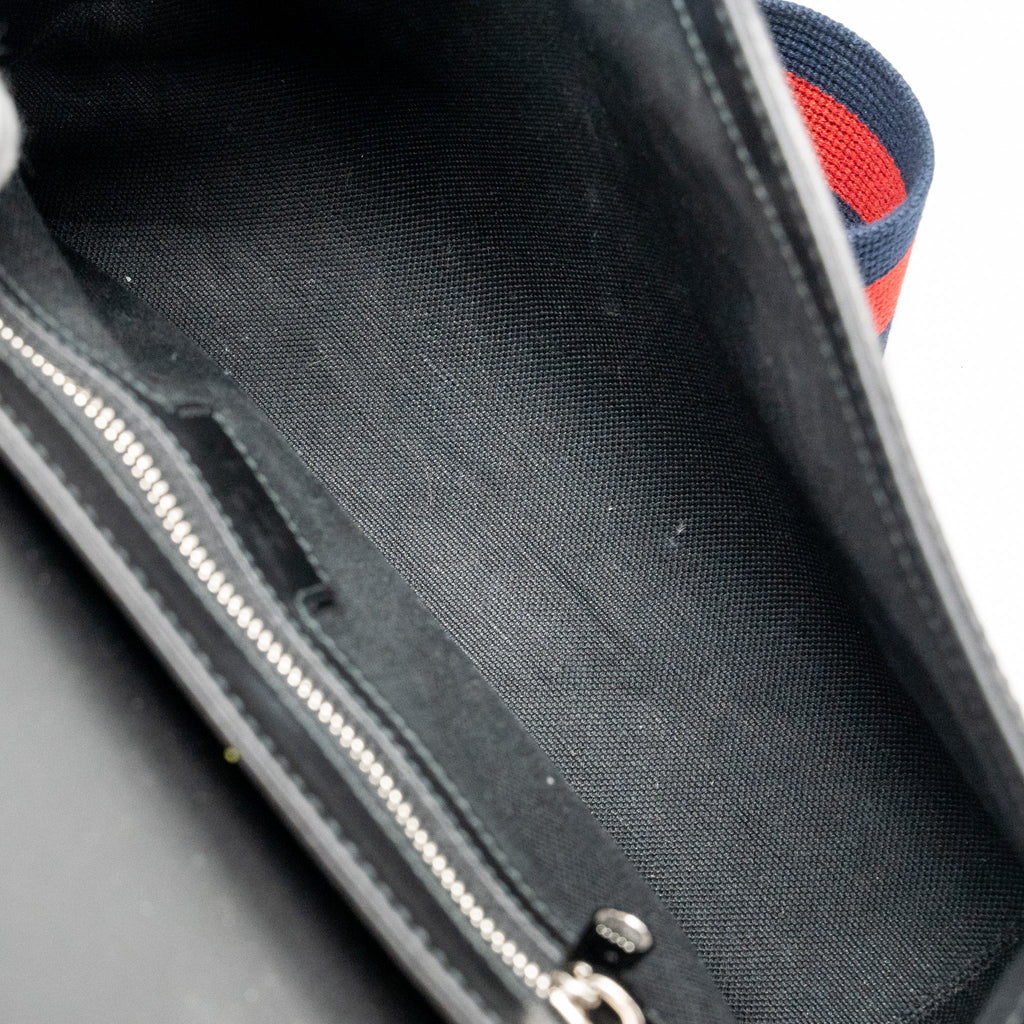 GUCCI MESSENGER BAG GG SUPREME CANVAS BLACK MULTICOLOUR STRAP SHW