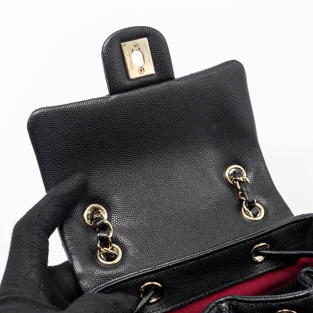 CHANEL 23S MINI BACKPACK CAVIAR BLACK LGHW (MICROCHIP)