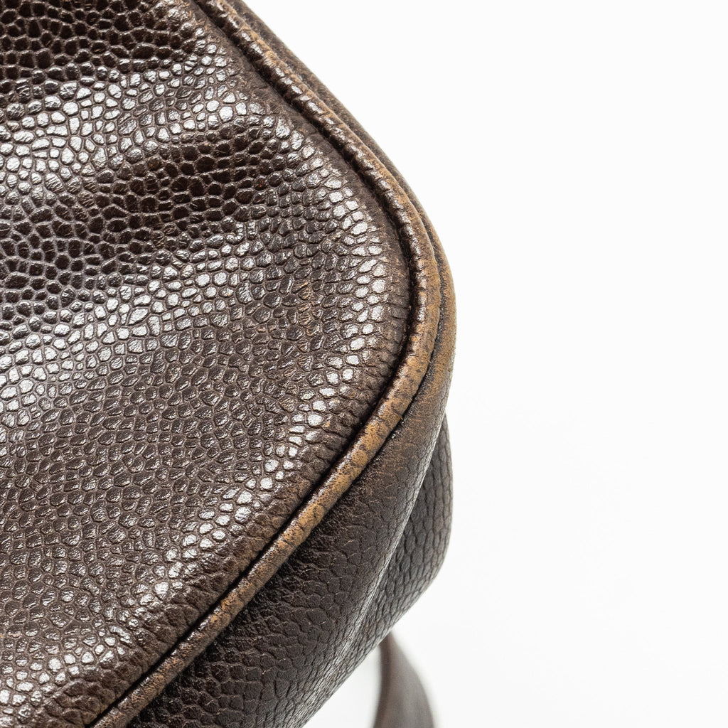 CHANEL VINTAGE FLAP BACKPACK CAVIAR BROWN GHW