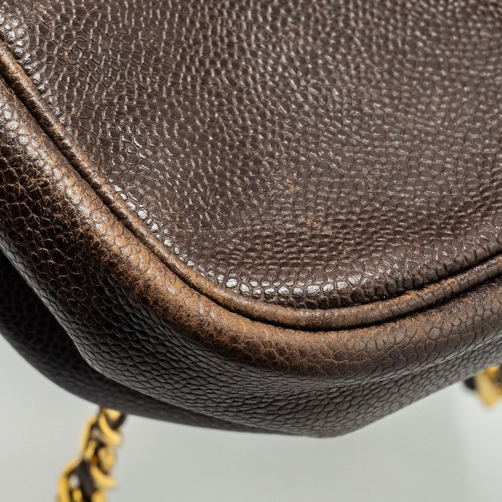 CHANEL VINTAGE FLAP BACKPACK CAVIAR BROWN GHW