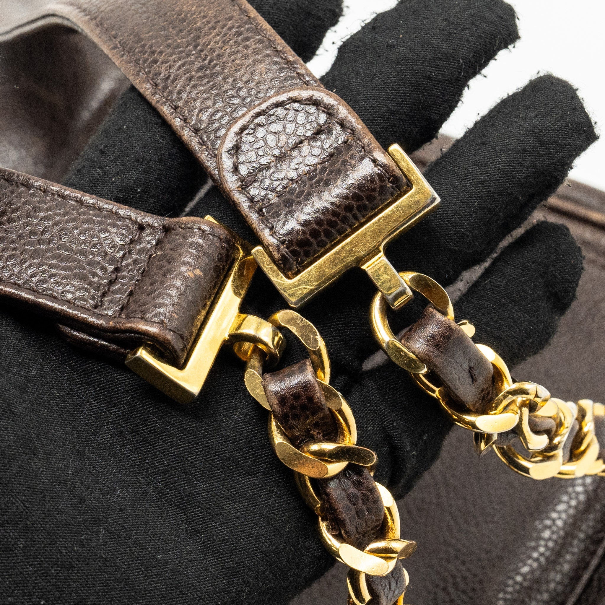 CHANEL VINTAGE FLAP BACKPACK CAVIAR BROWN GHW