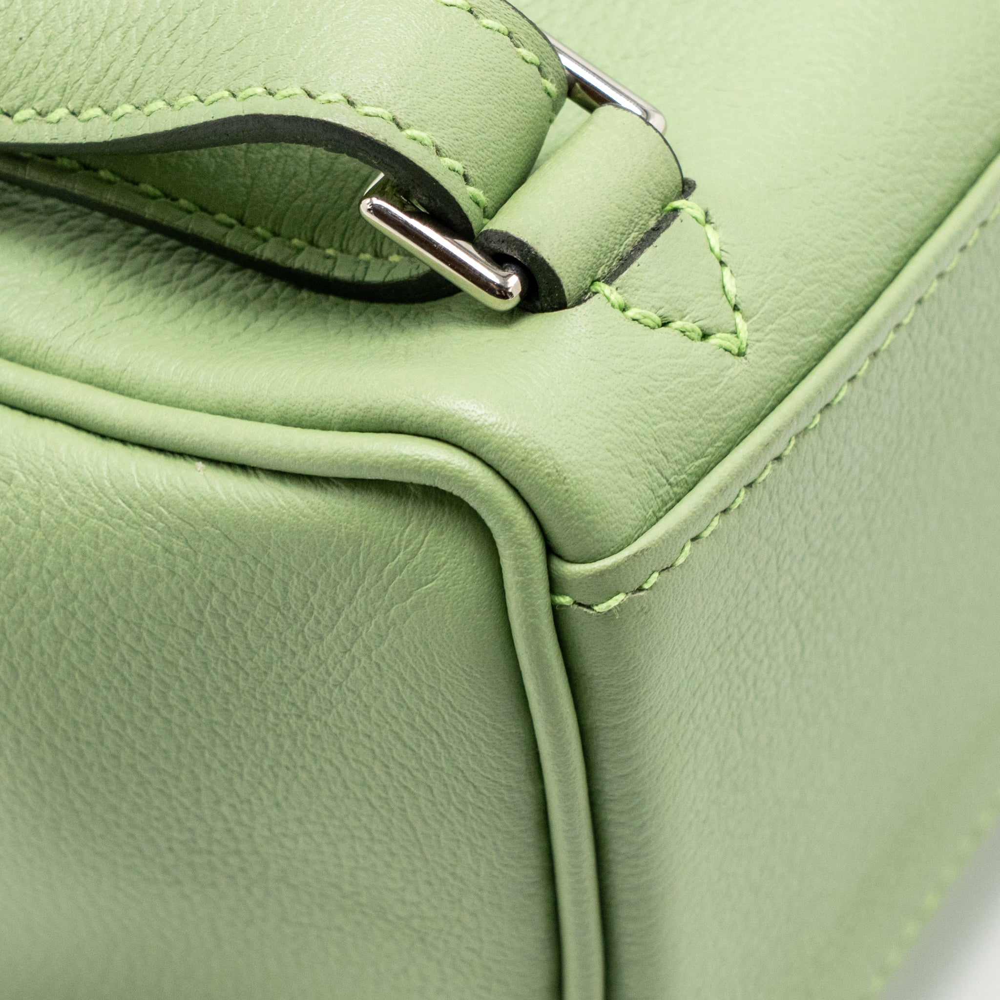 HERMES KELLY ADO BACKPACK EVERCOLOR VERT CRIQUET / GRIS PEARL SHW