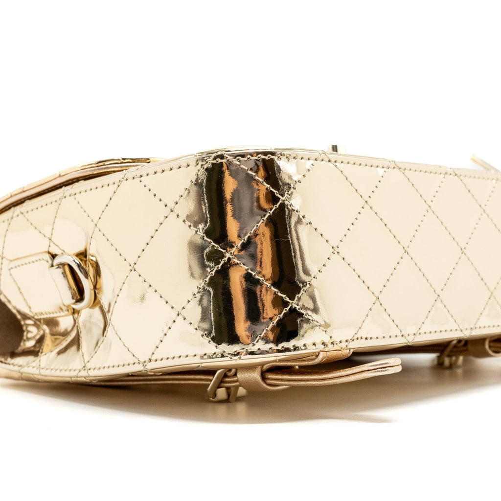 CHANEL 24C BACKPACK WITH STAR PATENT GOLD LGHW (MICROCHIP)