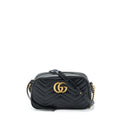 GUCCI GG MARMONT SMALL MATELASSE SHOULDER BAG CALFSKIN BLACK GHW