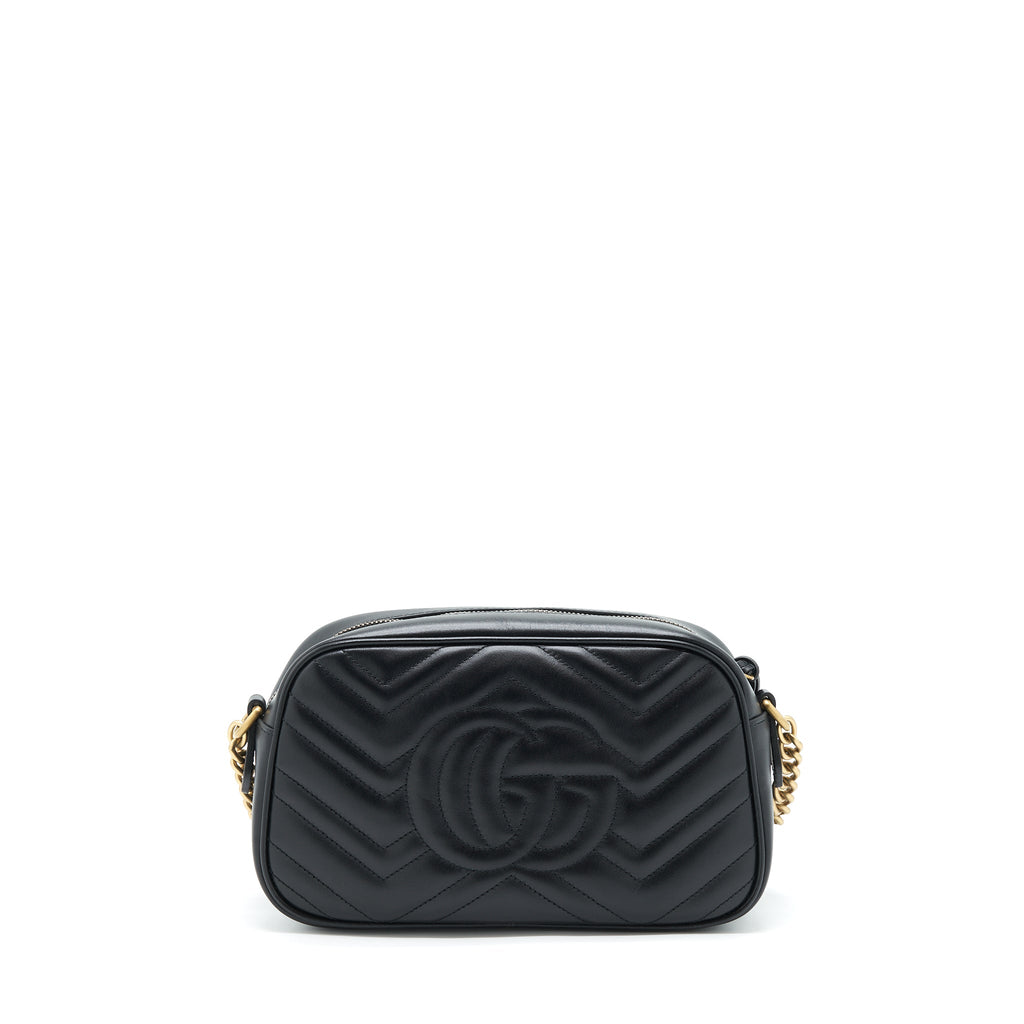 GUCCI GG MARMONT SMALL MATELASSE SHOULDER BAG CALFSKIN BLACK GHW