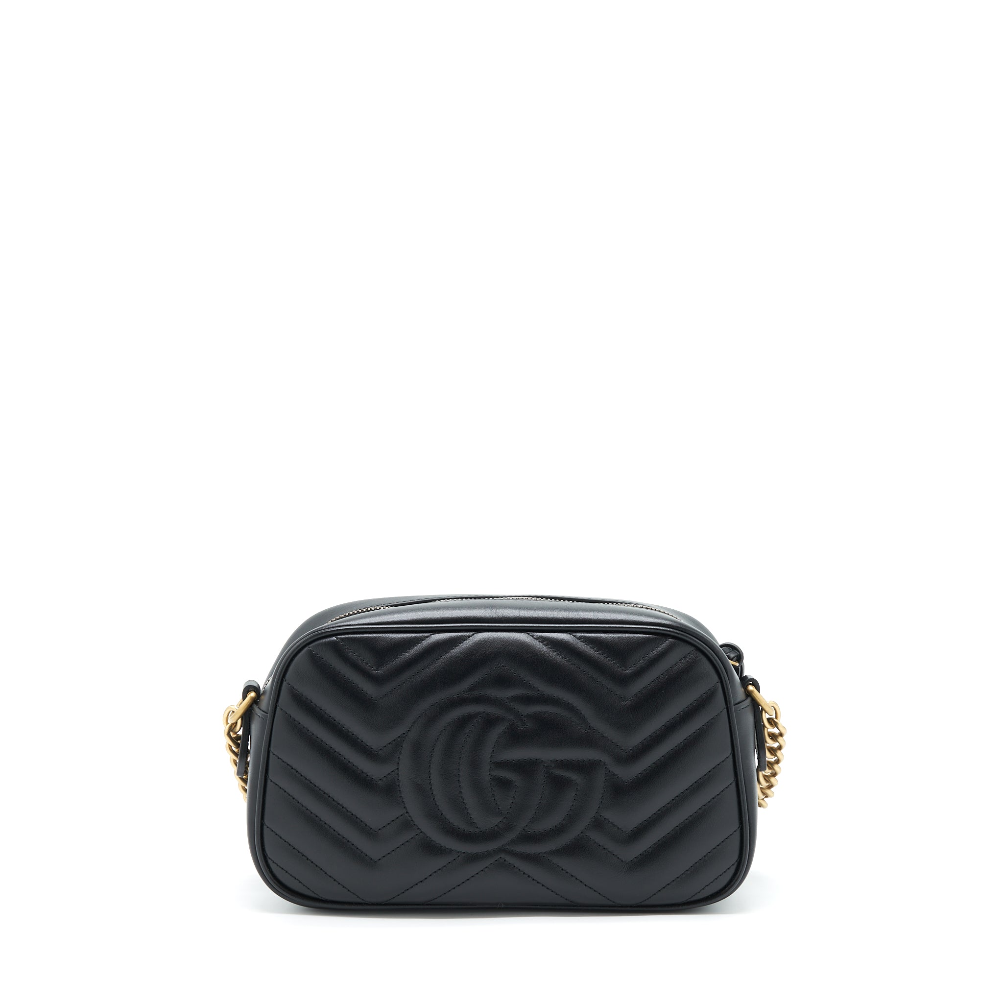 GUCCI GG MARMONT SMALL MATELASSE SHOULDER BAG CALFSKIN BLACK GHW