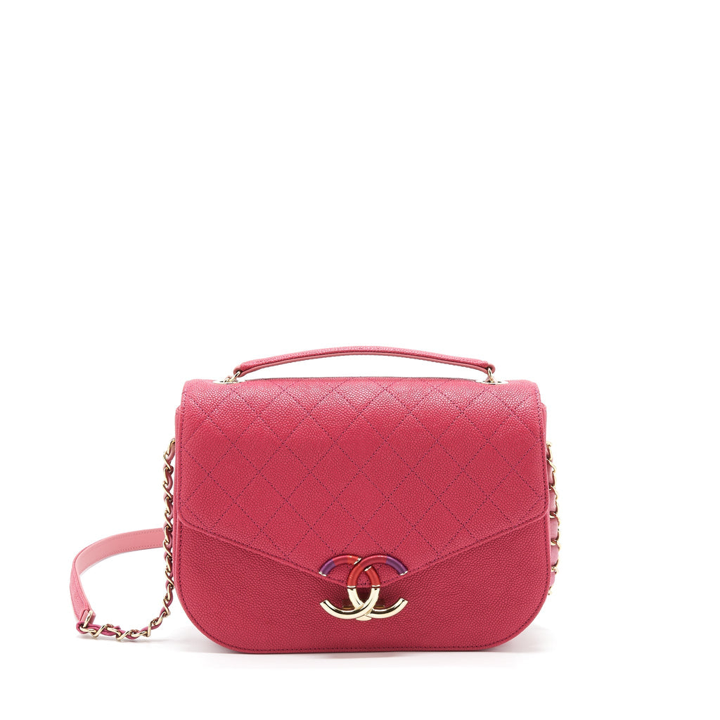 CHANEL SEASONAL MESSENGER CROSSBODY BAG CAVIAR PINK LGHW