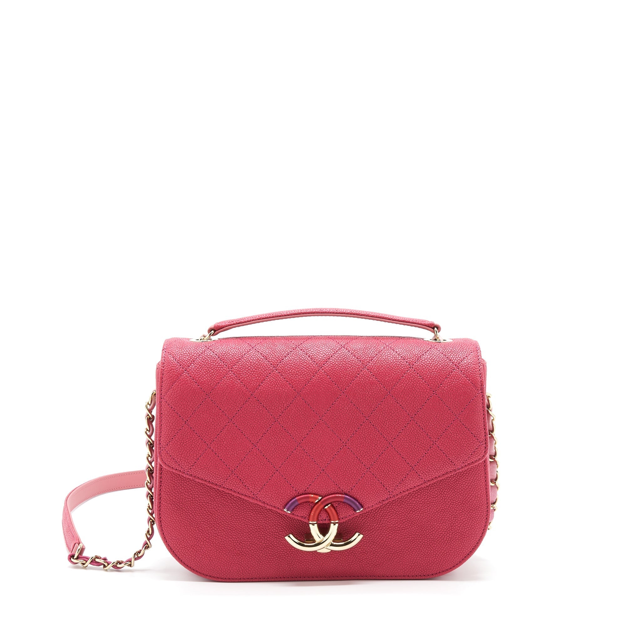 CHANEL SEASONAL MESSENGER CROSSBODY BAG CAVIAR PINK LGHW