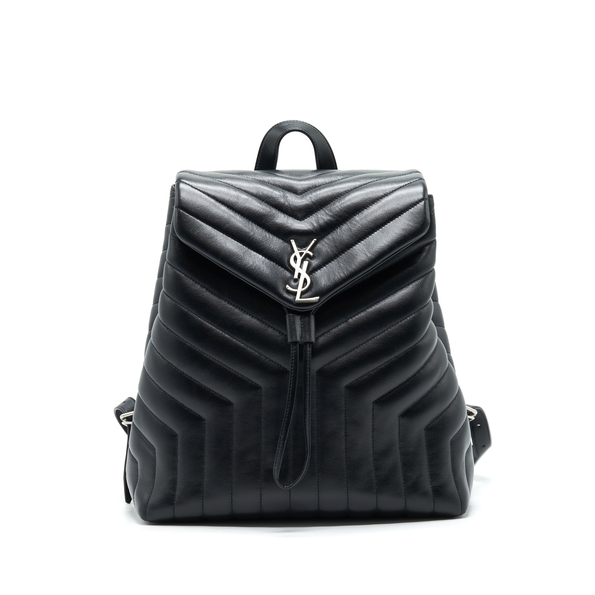 SAINT LAURENT MEDIUM LOULOU BACKPACK BLACK Y MATELASS