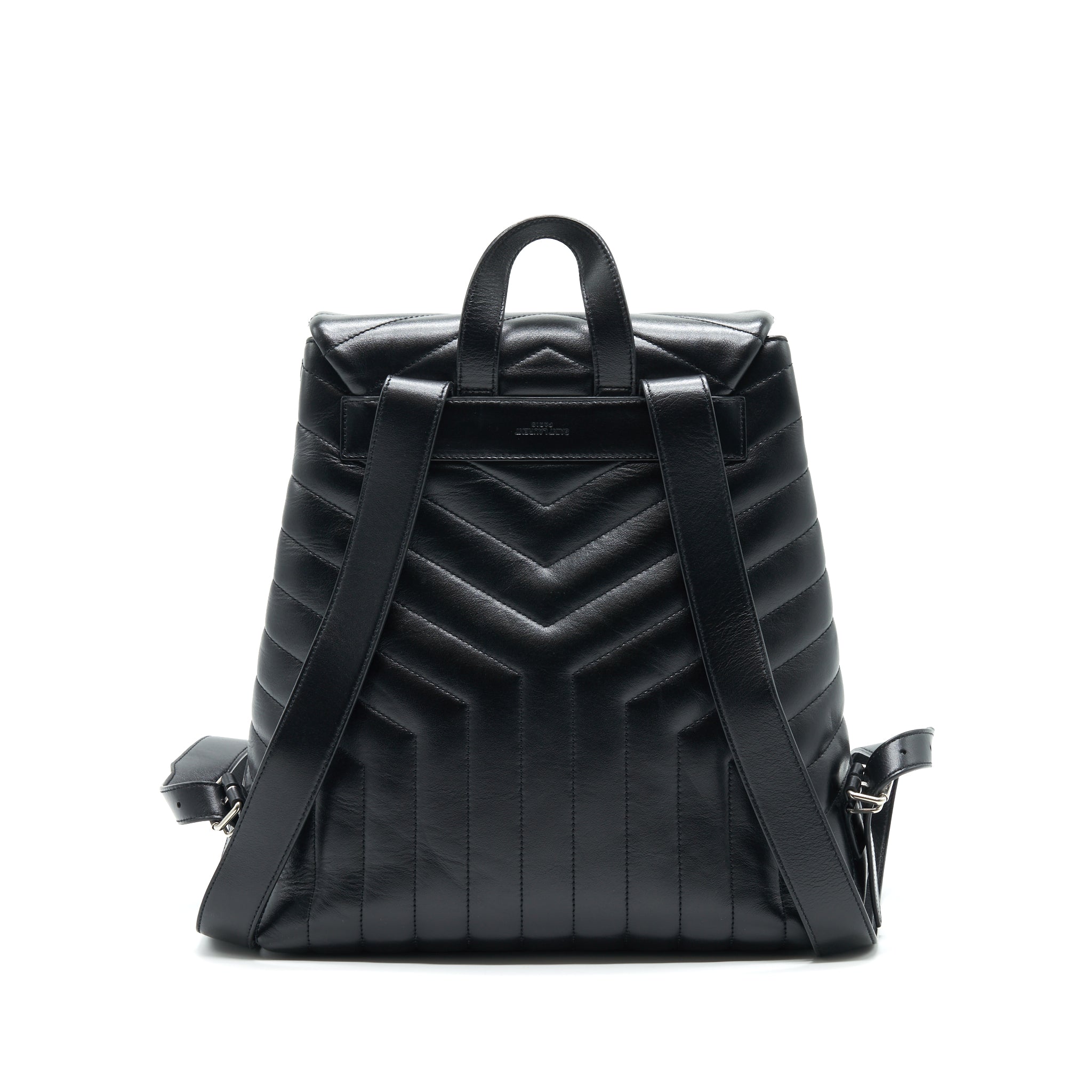 SAINT LAURENT MEDIUM LOULOU BACKPACK BLACK Y MATELASS