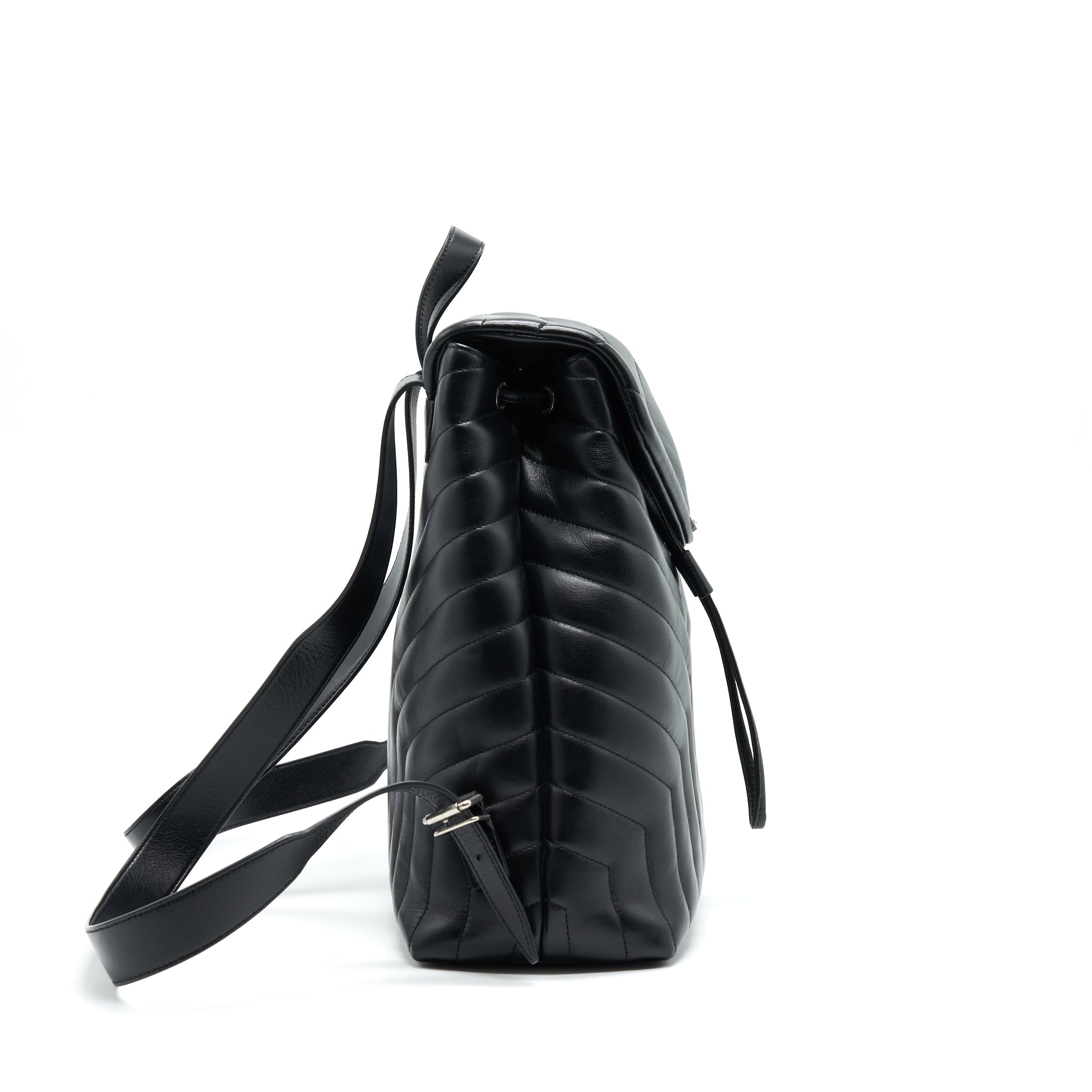 SAINT LAURENT MEDIUM LOULOU BACKPACK BLACK Y MATELASS