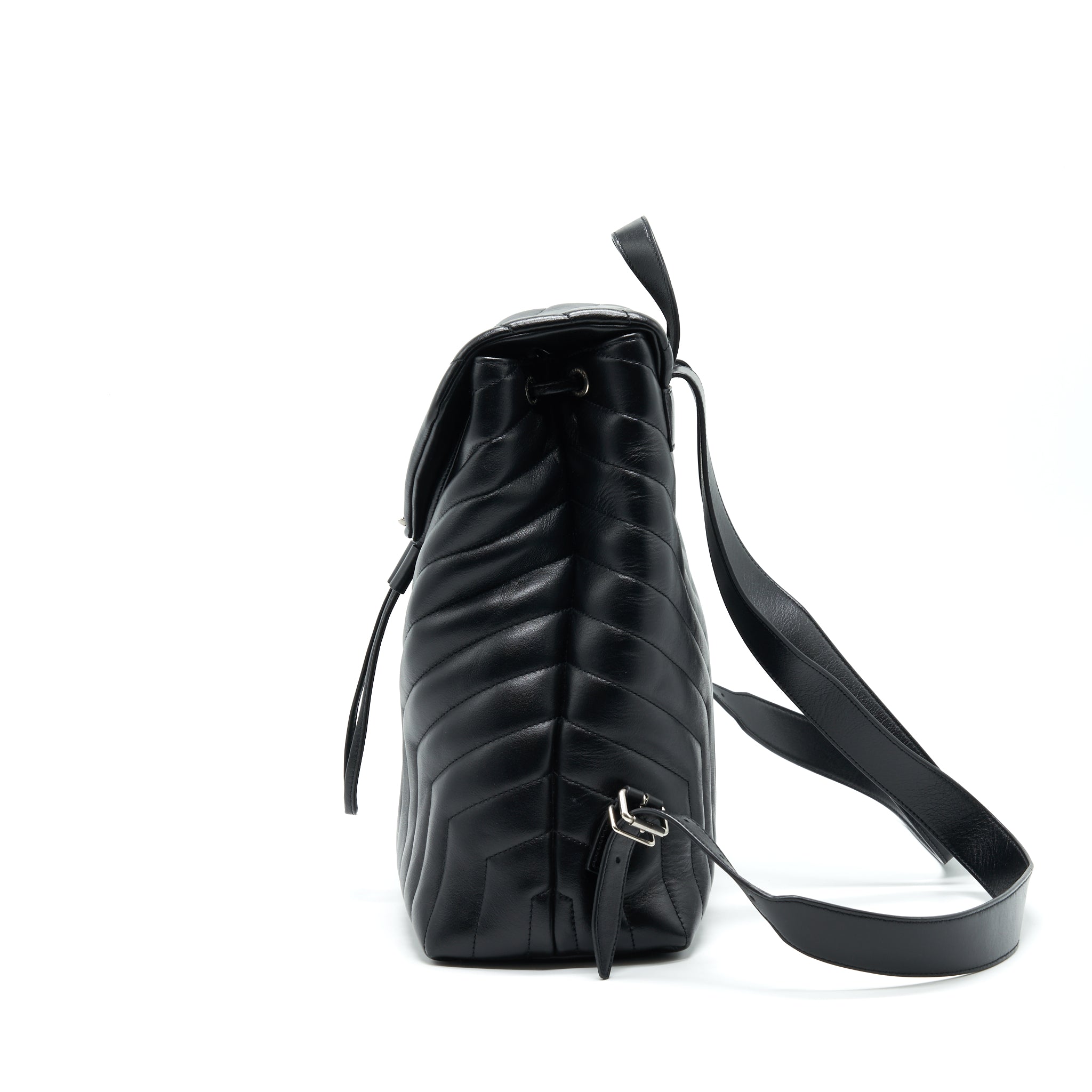SAINT LAURENT MEDIUM LOULOU BACKPACK BLACK Y MATELASS