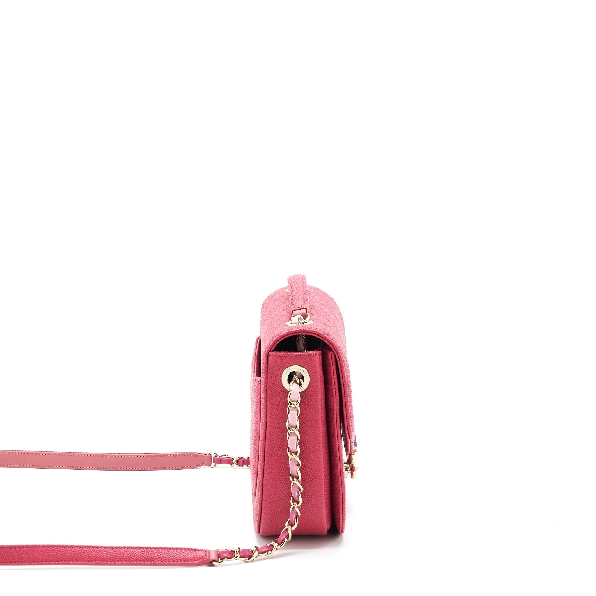 CHANEL SEASONAL MESSENGER CROSSBODY BAG CAVIAR PINK LGHW