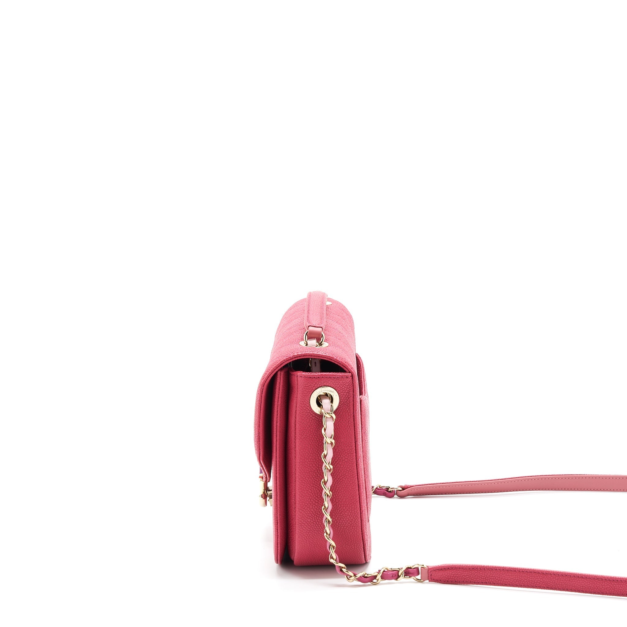 CHANEL SEASONAL MESSENGER CROSSBODY BAG CAVIAR PINK LGHW