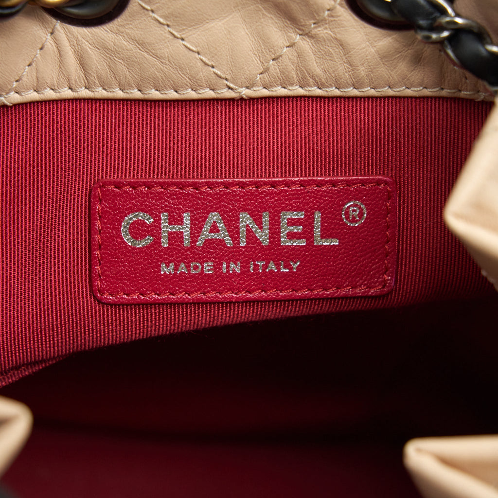 CHANEL SMALL GABRIELLE BACKPACK BEIGE/BLACK MULTI COLOUR HARDWARE