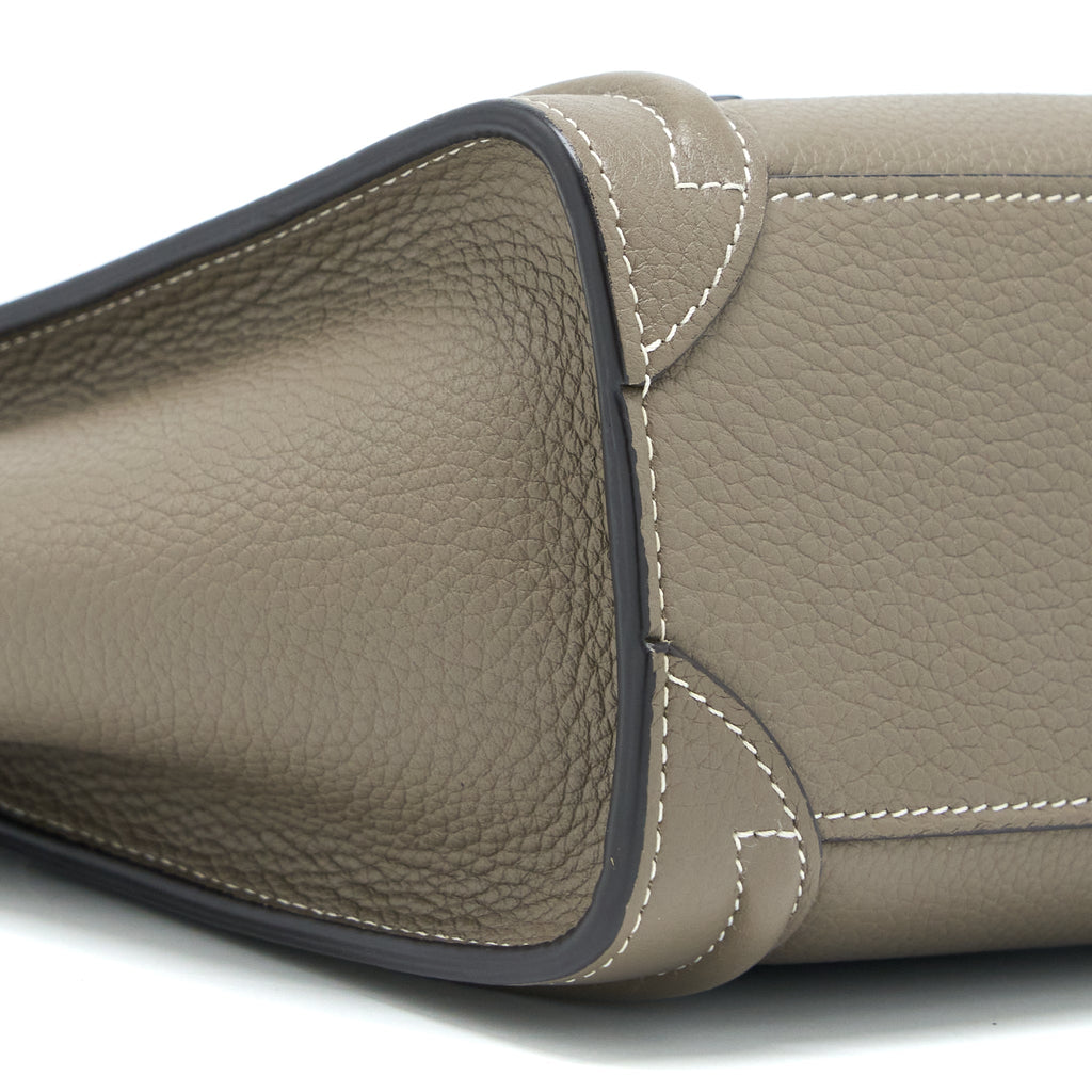 CELINE NANO LUGGAGE BAG CALFSKIN GREY SHW