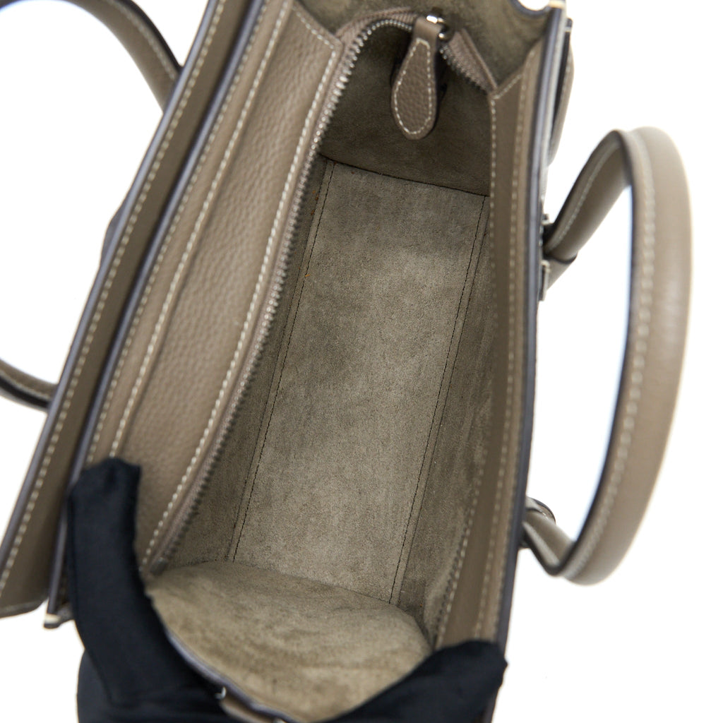 CELINE NANO LUGGAGE BAG CALFSKIN GREY SHW