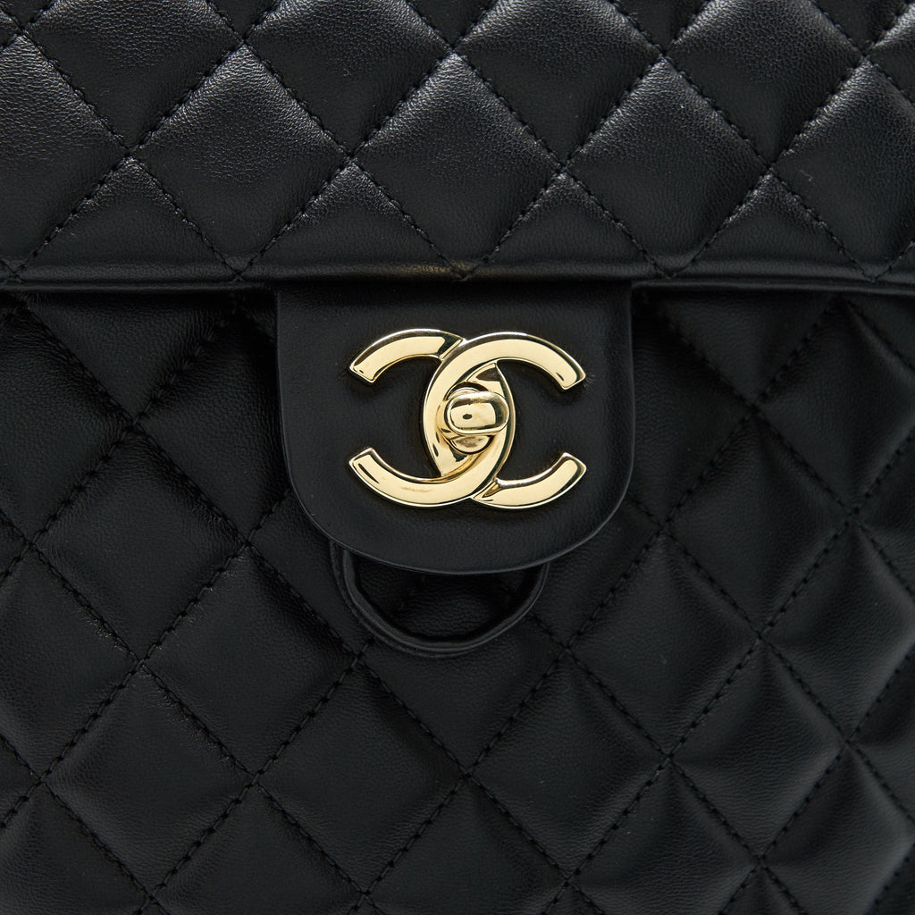 CHANEL QUILTED LAMBSKIN URBAN SPIRIT BACKPACK BLACK GHW