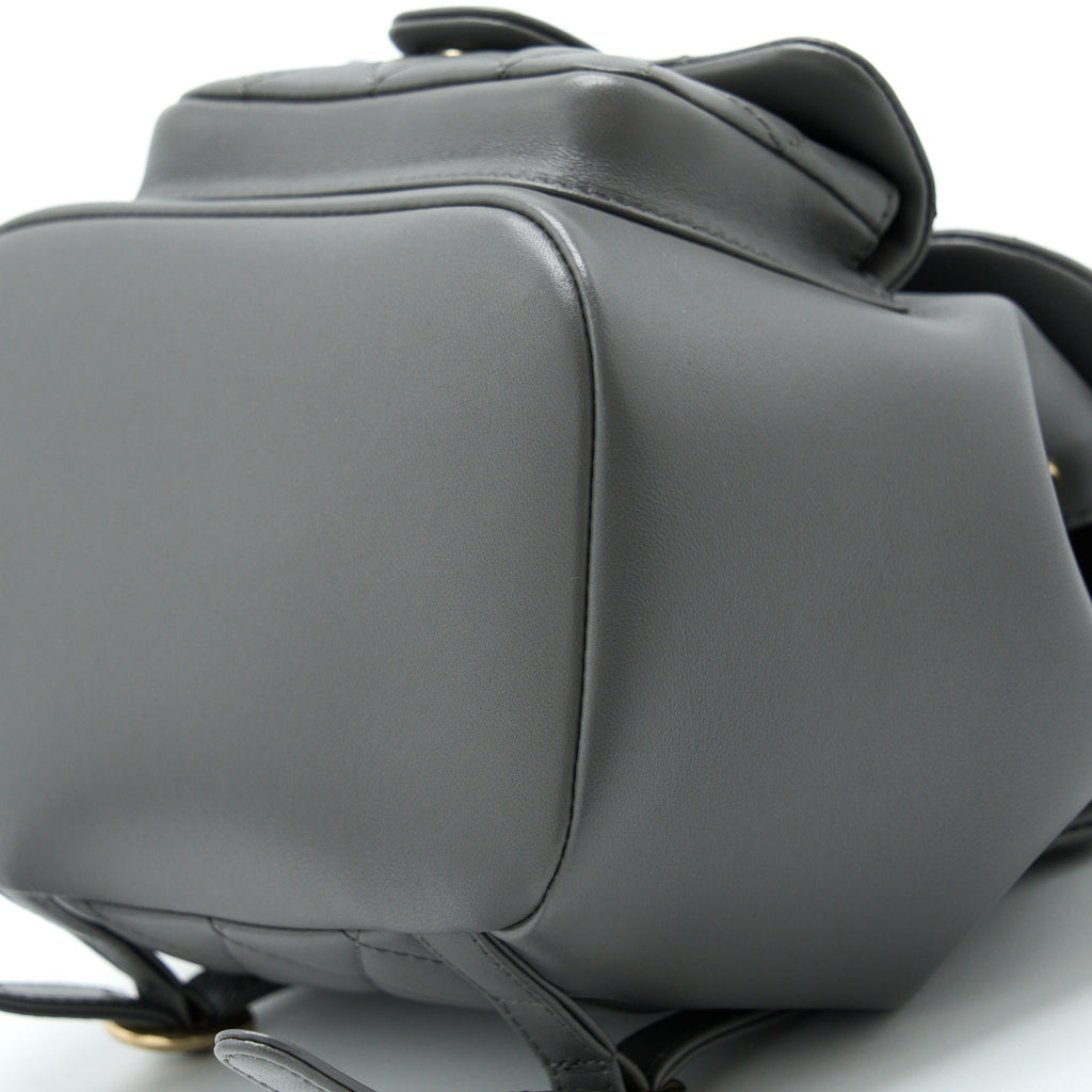 CHANEL 22A DUMA BACKPACK LAMBSKIN DARK GREY LGHW (MICROCHIP)