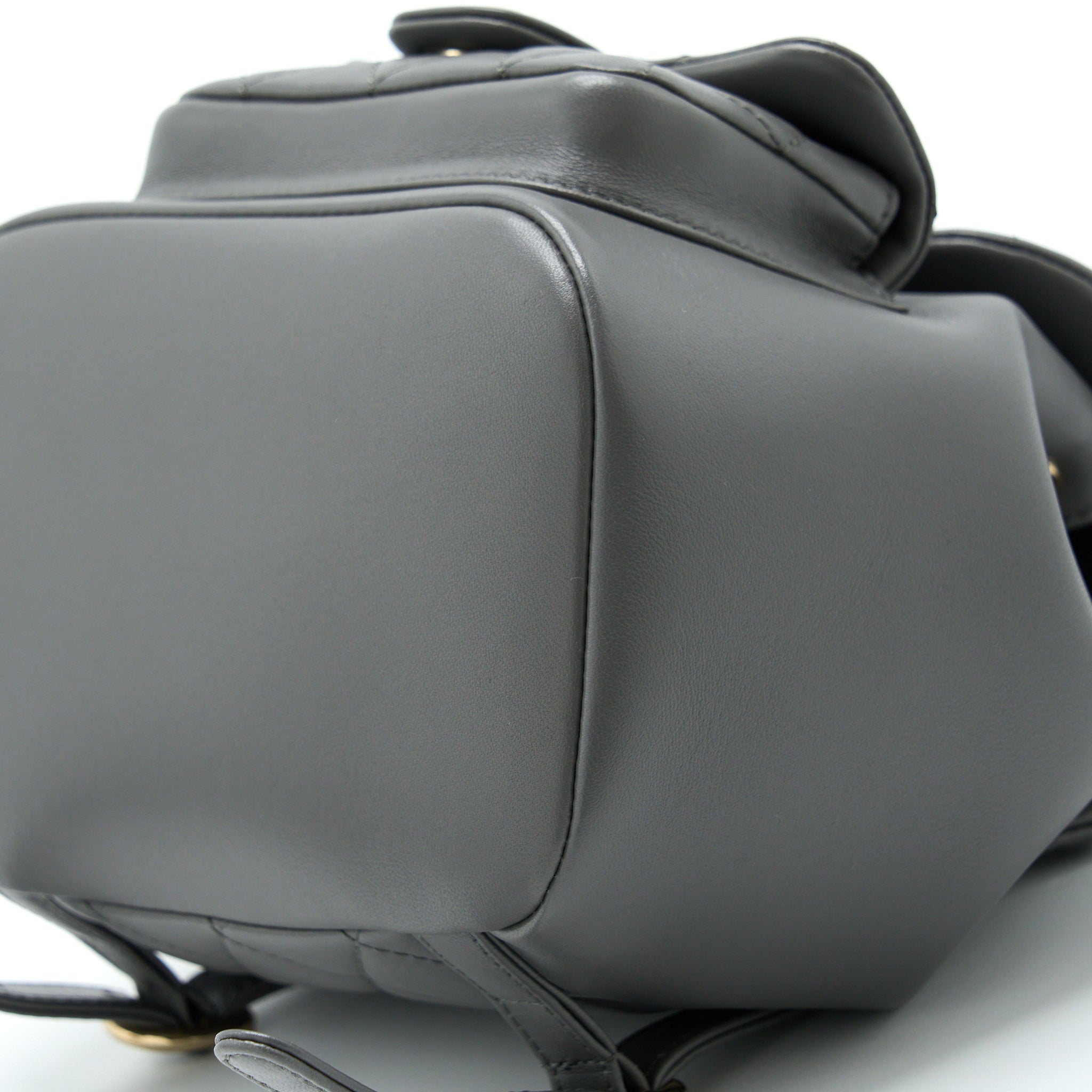 CHANEL 22A DUMA BACKPACK LAMBSKIN DARK GREY LGHW (MICROCHIP)