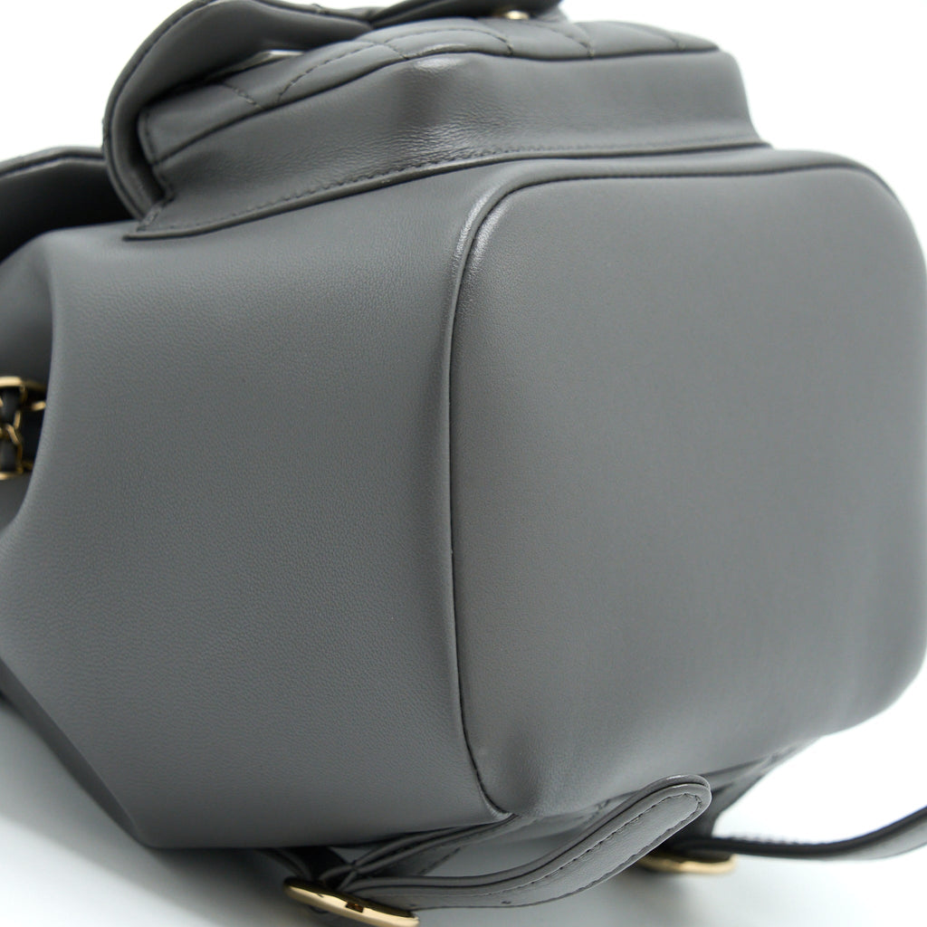 CHANEL 22A DUMA BACKPACK LAMBSKIN DARK GREY LGHW (MICROCHIP)