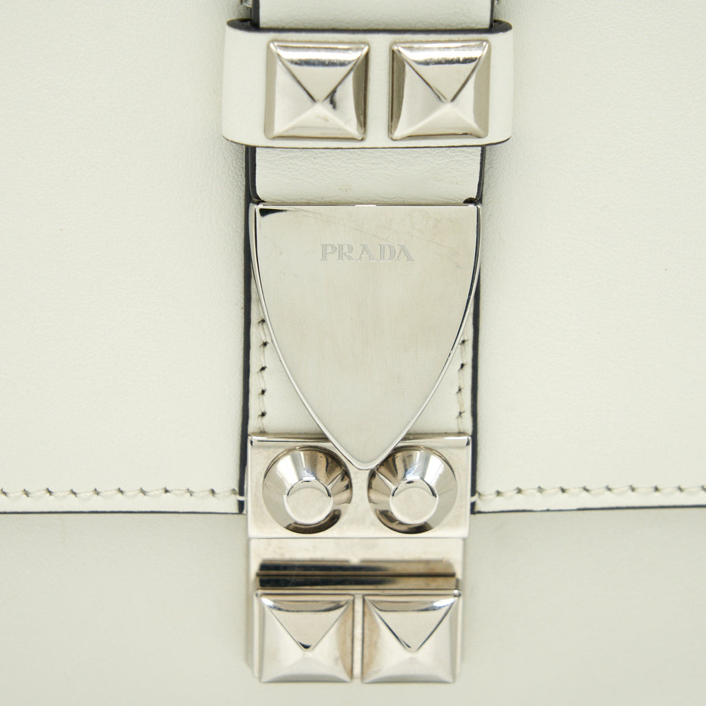 PRADA WOMAN'S MESSENGER BAG WHITE WITH SHW