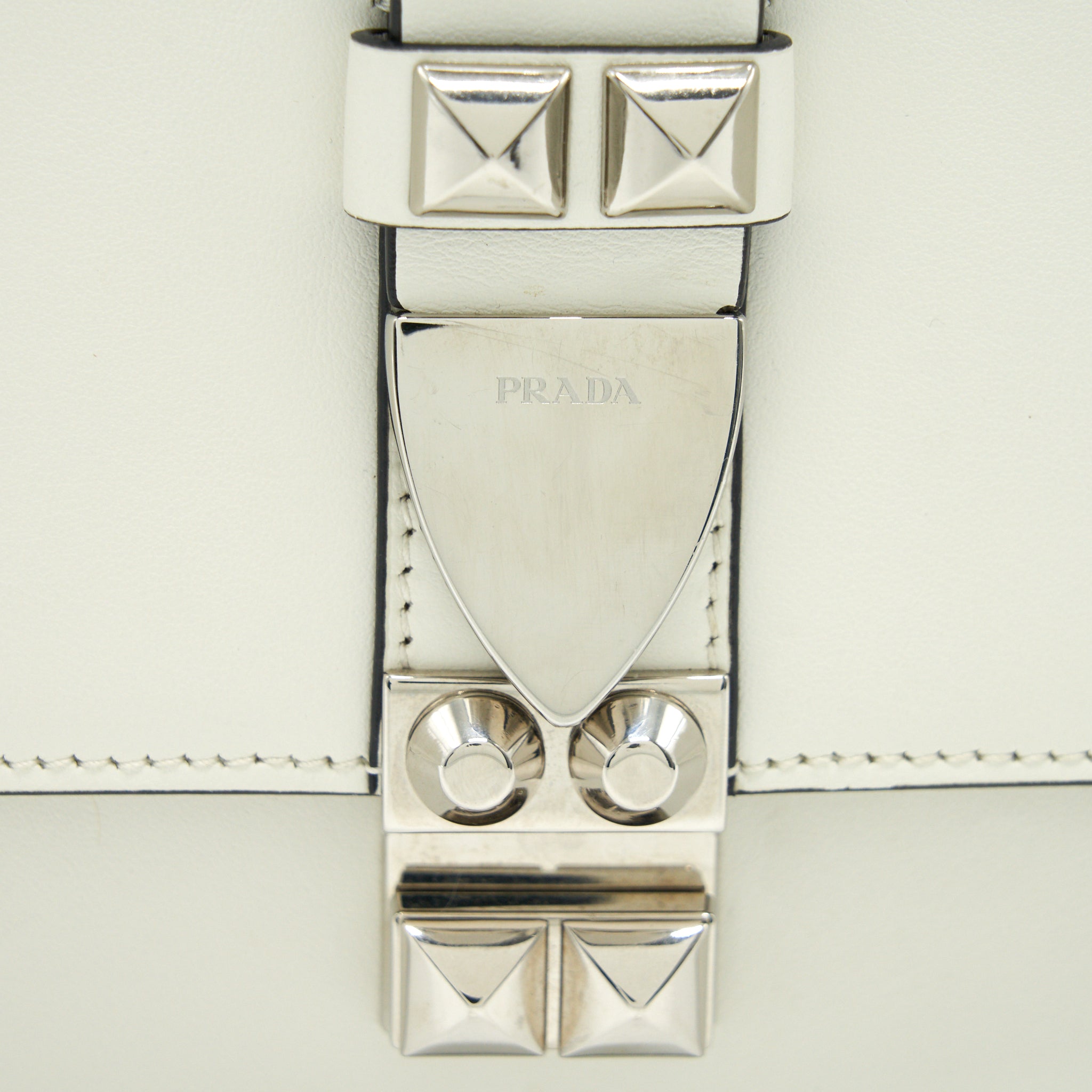 PRADA WOMAN'S MESSENGER BAG WHITE WITH SHW