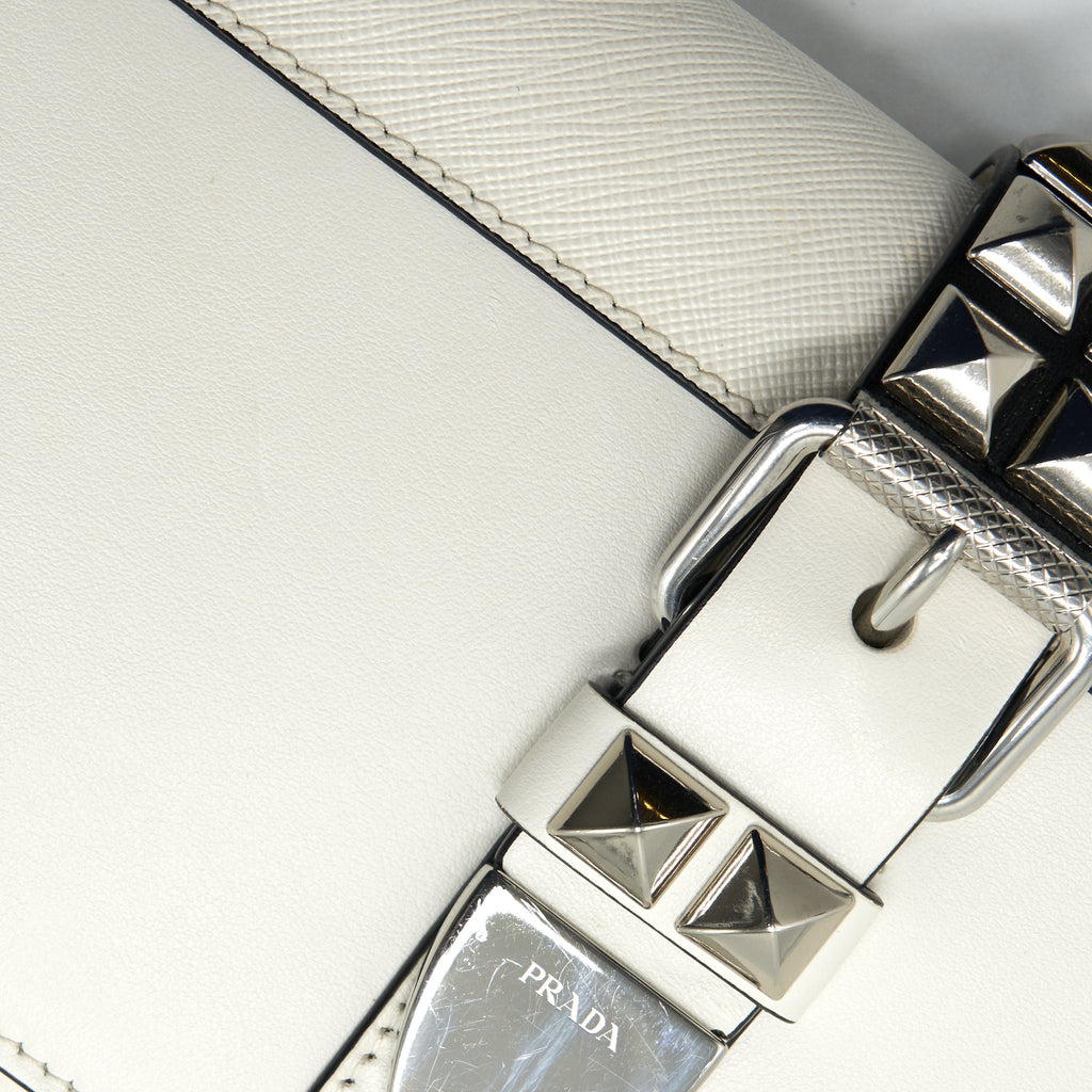 PRADA WOMAN'S MESSENGER BAG WHITE WITH SHW