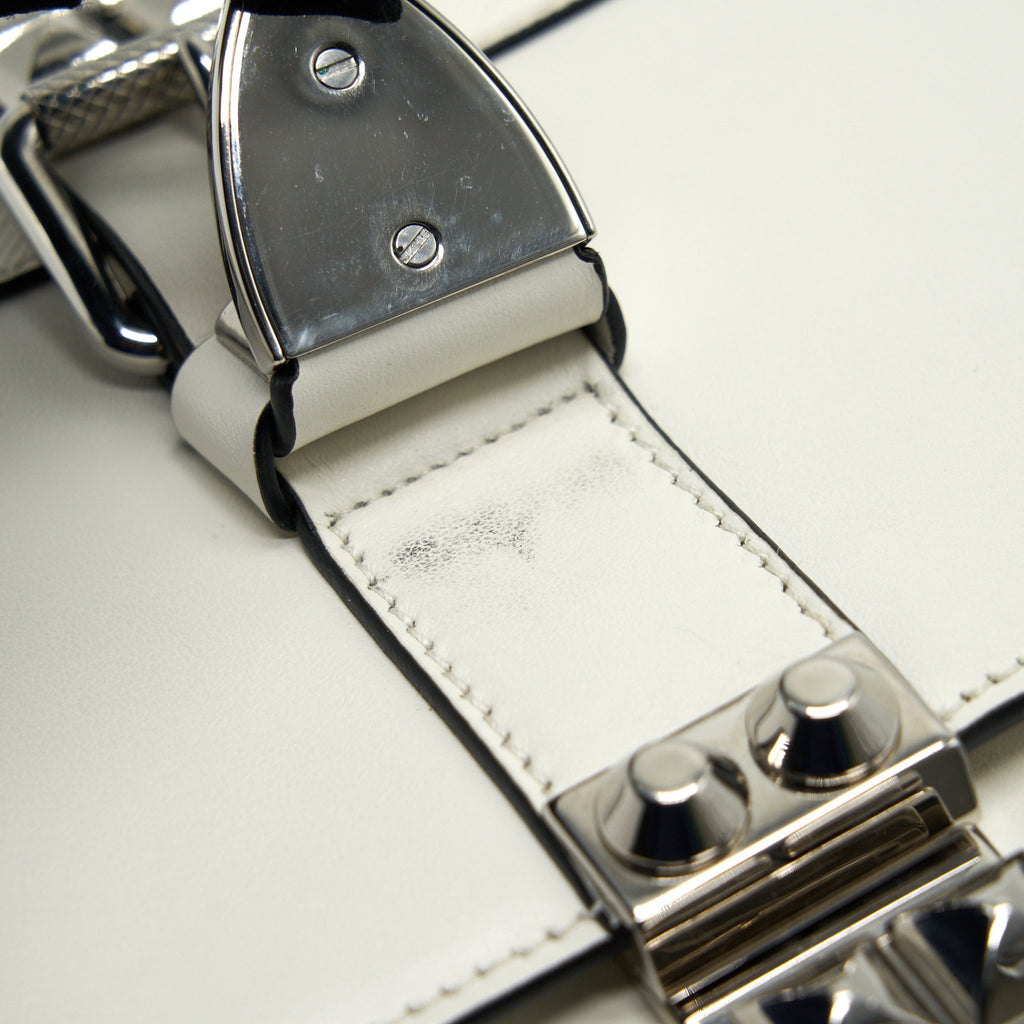PRADA WOMAN'S MESSENGER BAG WHITE WITH SHW