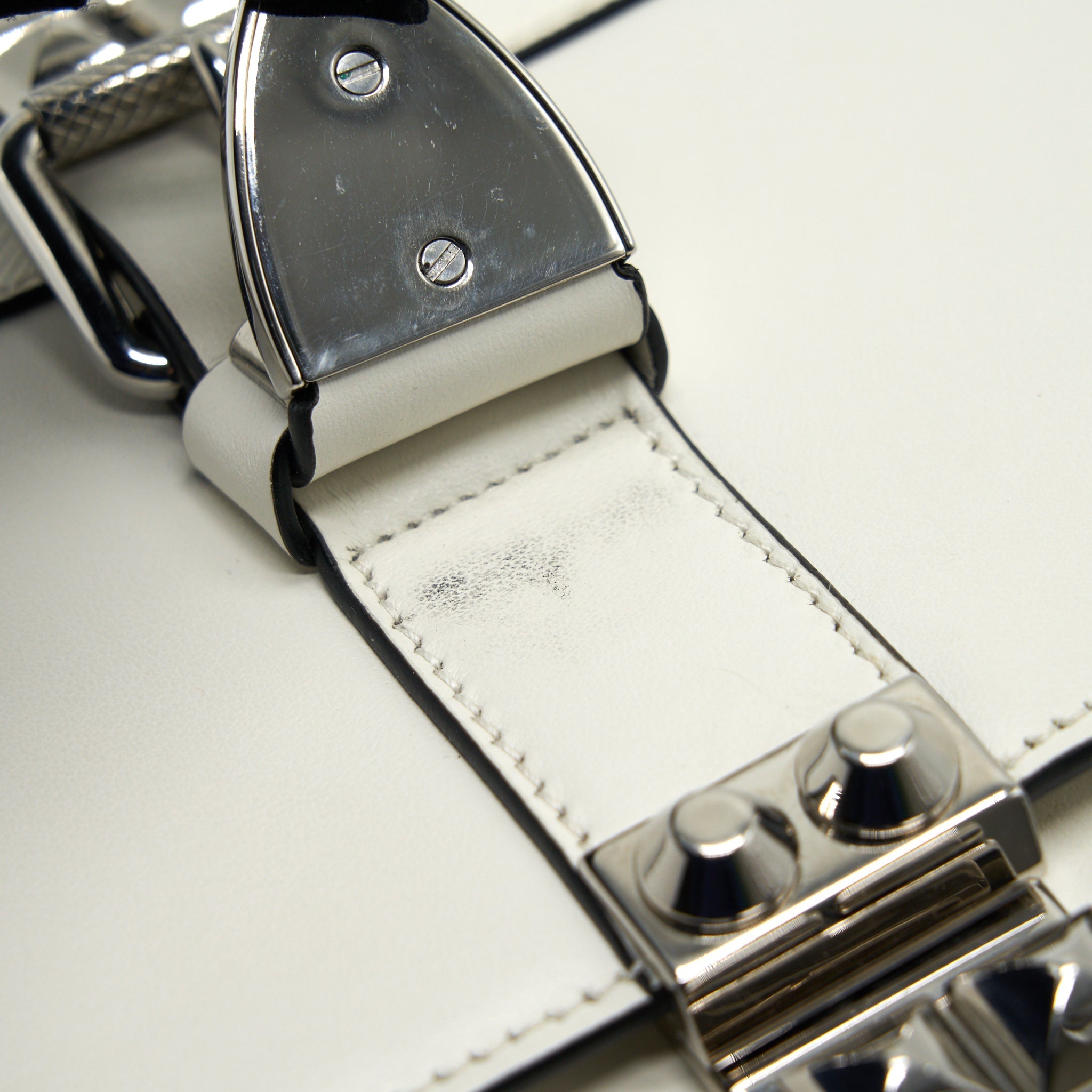 PRADA WOMAN'S MESSENGER BAG WHITE WITH SHW