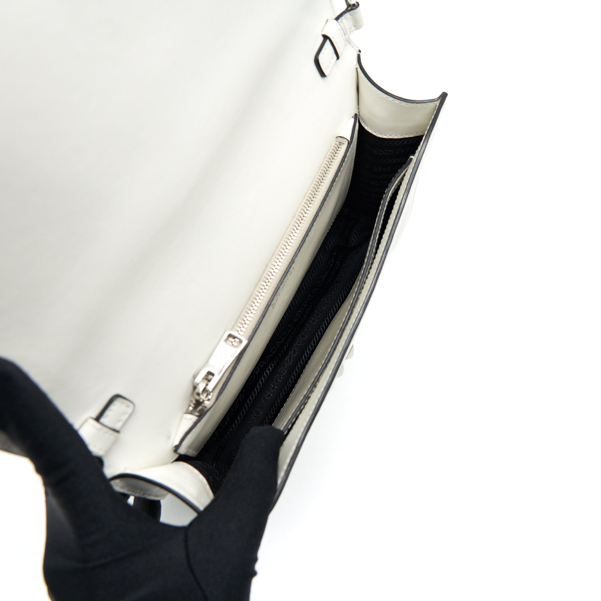 PRADA WOMAN'S MESSENGER BAG WHITE WITH SHW
