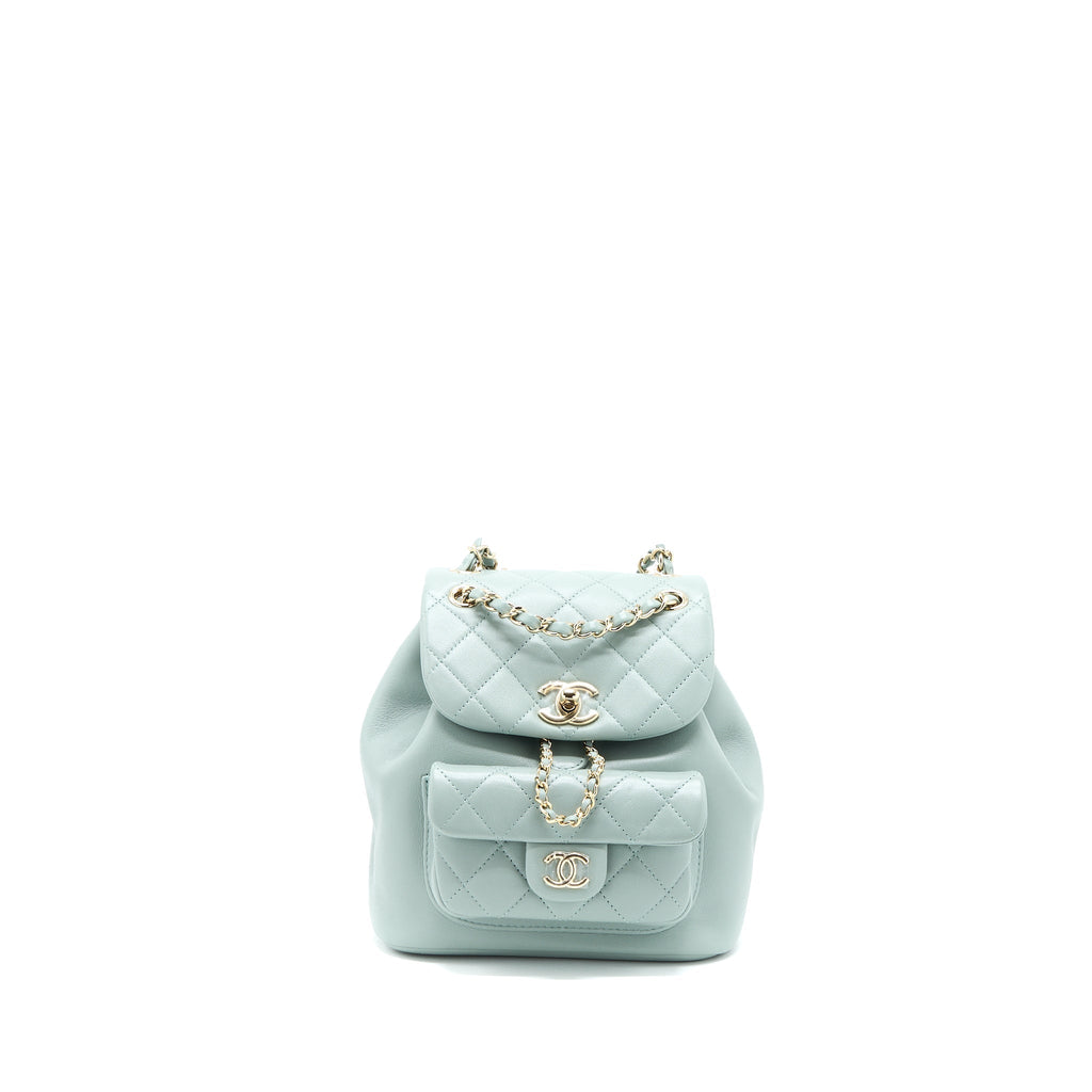 CHANEL 23C DUMA MINI BACKPACK CALFSKIN LIGHT GREY LGHW (MICROCHIP)