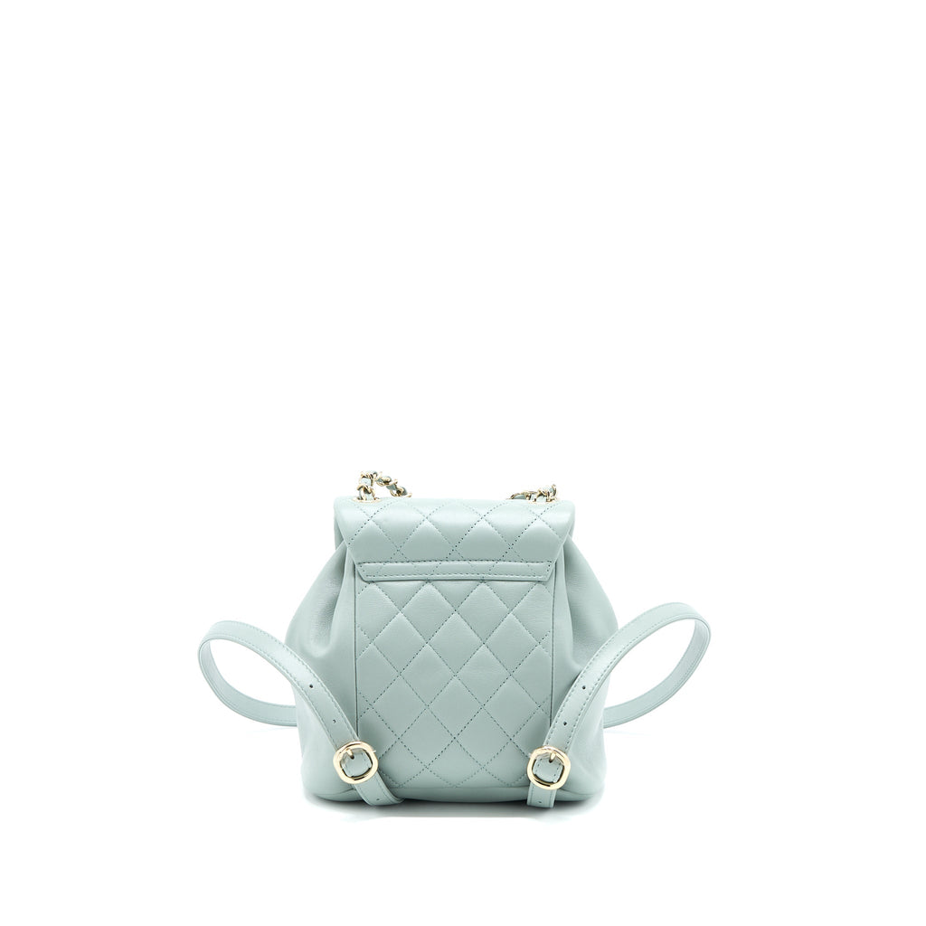 CHANEL 23C DUMA MINI BACKPACK CALFSKIN LIGHT GREY LGHW (MICROCHIP)