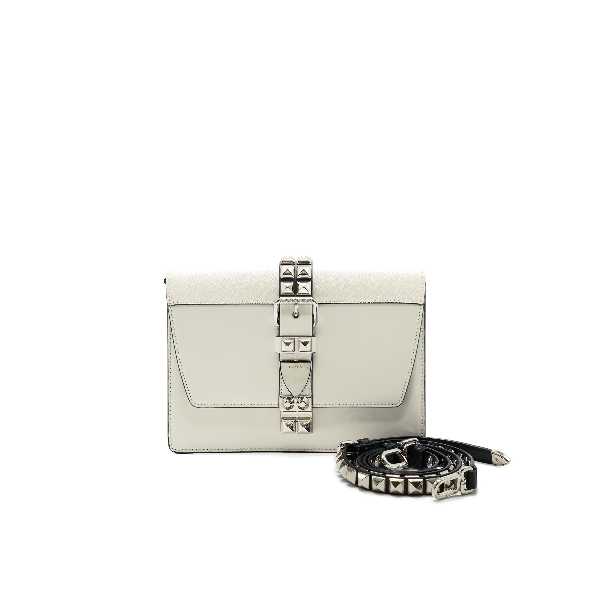PRADA WOMAN'S MESSENGER BAG WHITE WITH SHW